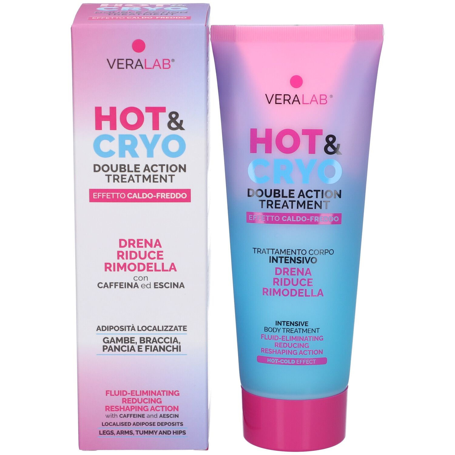 Confezione e tubo. Confezione con nome e descrizione del prodotto. Tubo con prodotto.