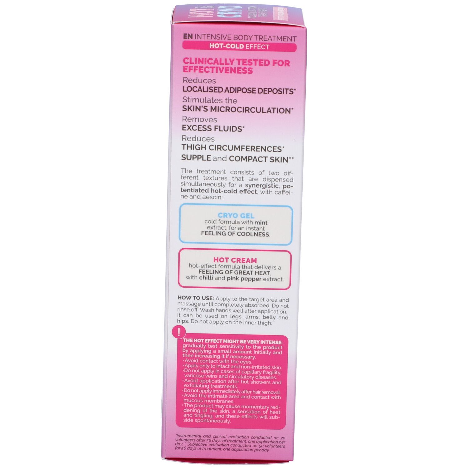 Retro della confezione del prodotto. Testo multilingue. Istruzioni per l'uso e ingredienti.