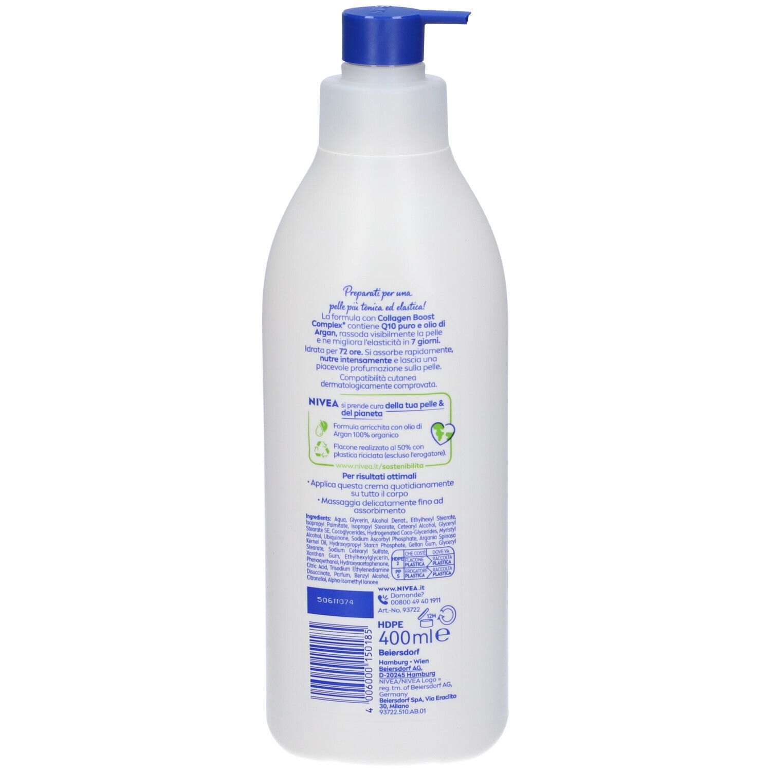 Nivea Q10 Crema Corpo Rassodante + Extra Nutriente 400 ml, Crema corpo idratante con Olio di Argan