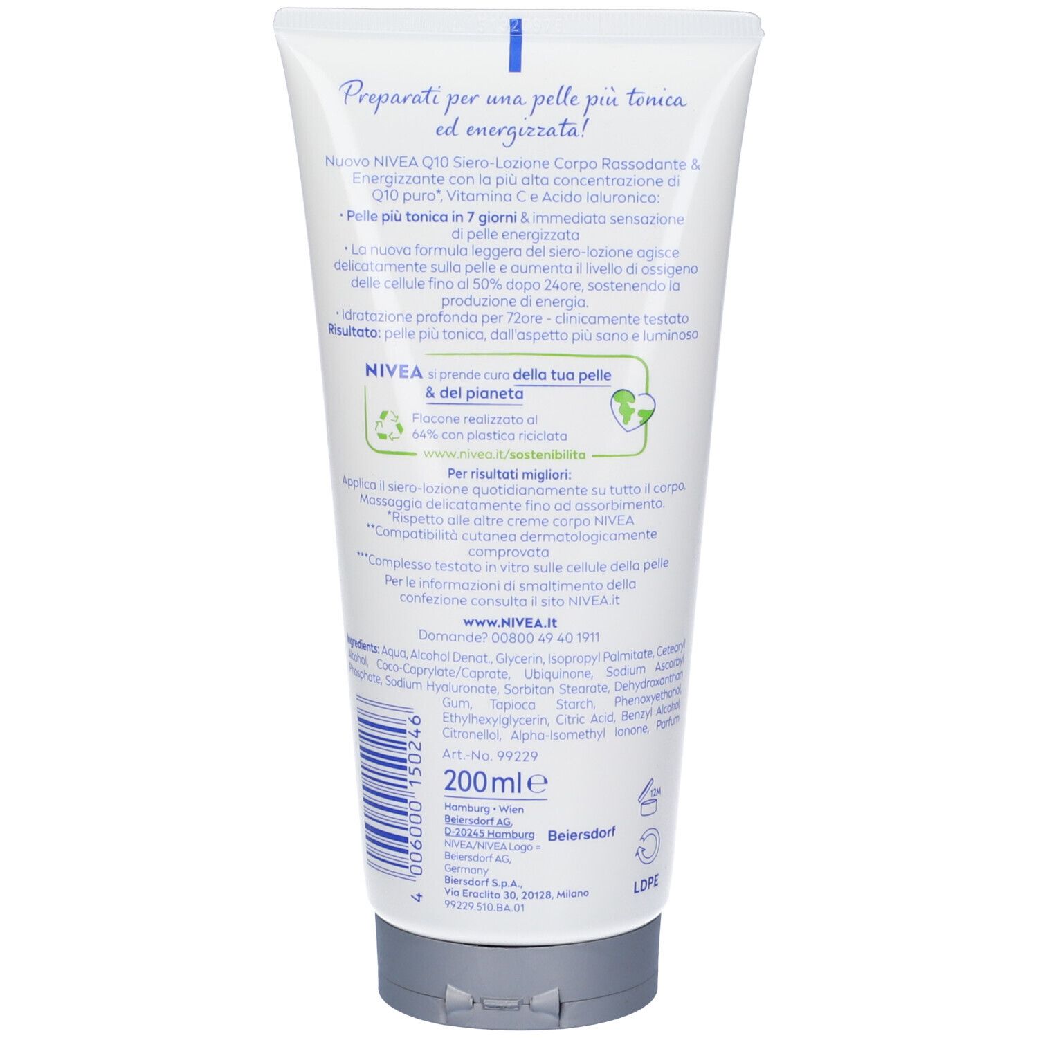 Nivea Q10 Rassodante + Energizzante Siero-Lozione Corpo 200 ml, Lozione per la cura del corpo