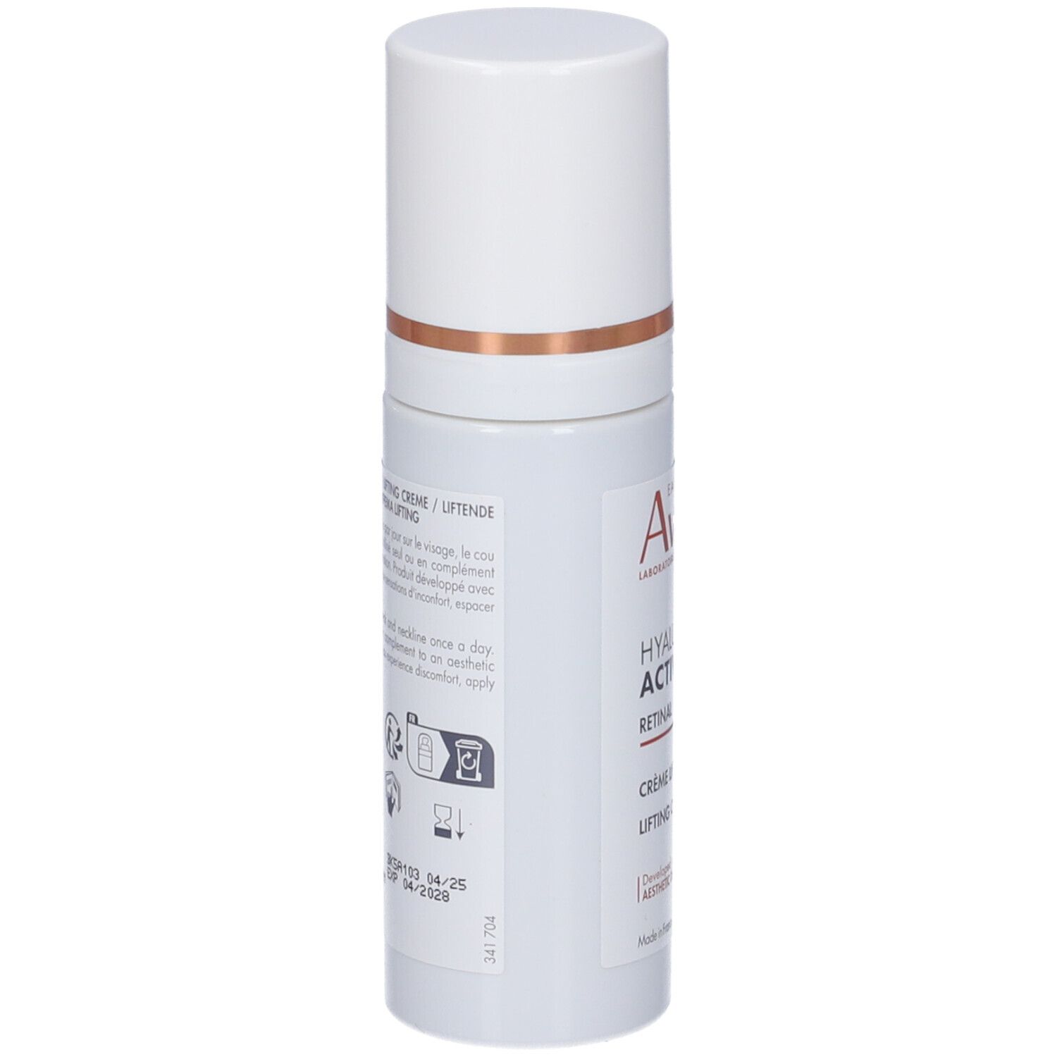 Retro del flacone. Marca: Eau Thermale Avène. Prodotto: HYALURON ACTIV PROCEDURE.