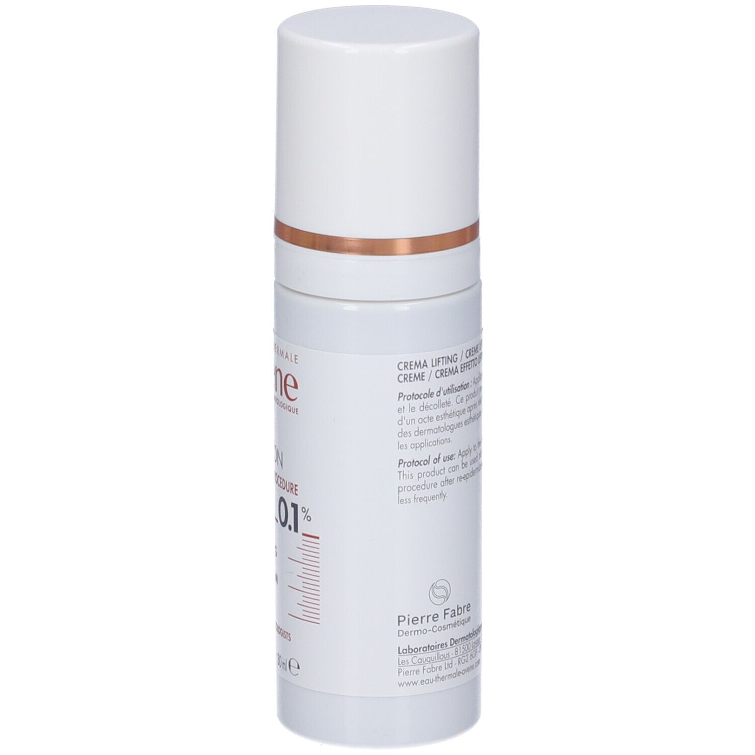 Flacone. Marca: Eau Thermale Avène. Prodotto: HYALURON ACTIV PROCEDURE Retinal 0.1% Crema.