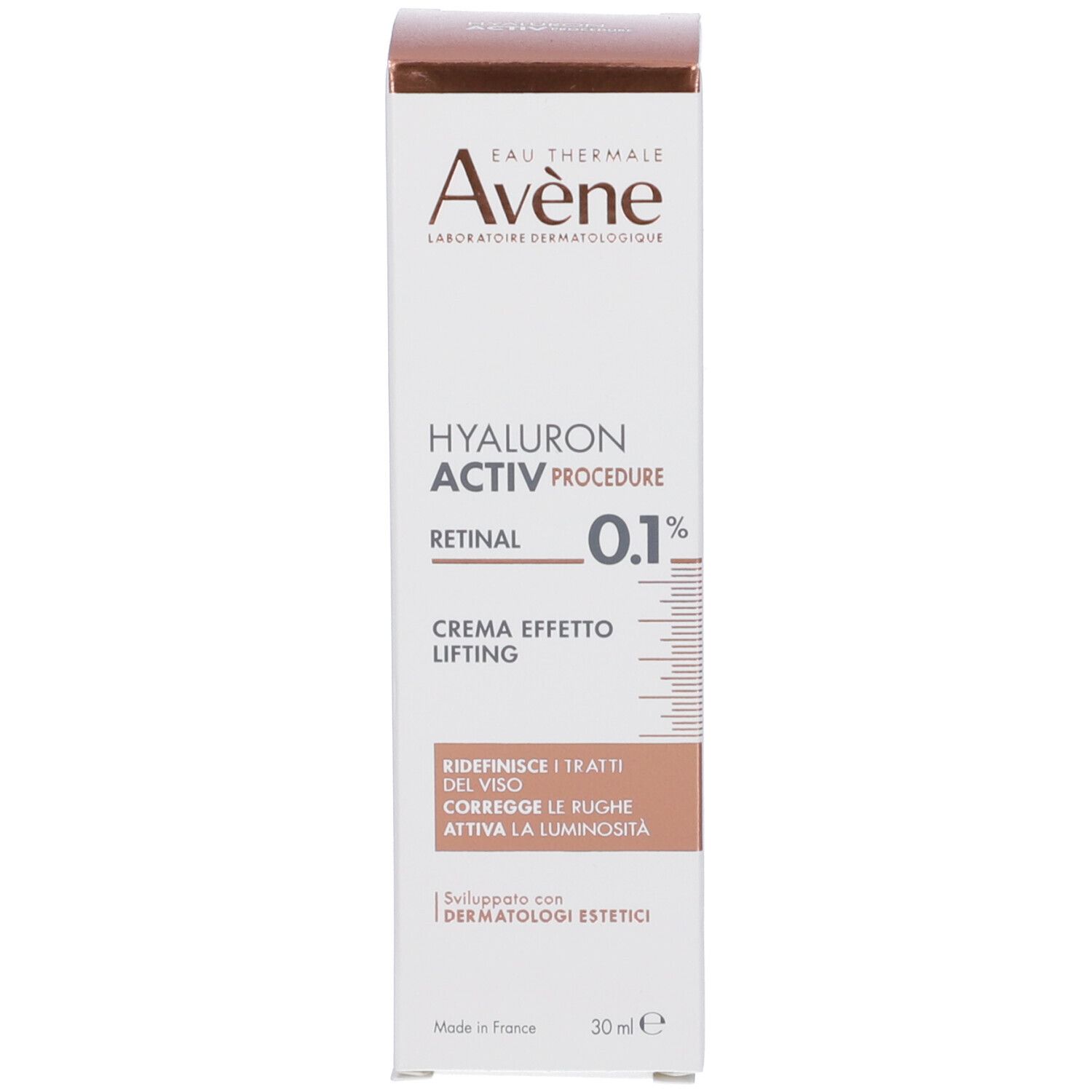 Immagine pubblicitaria. Prodotti: Eau Thermale Avène. Testo: Attivi anti-età.