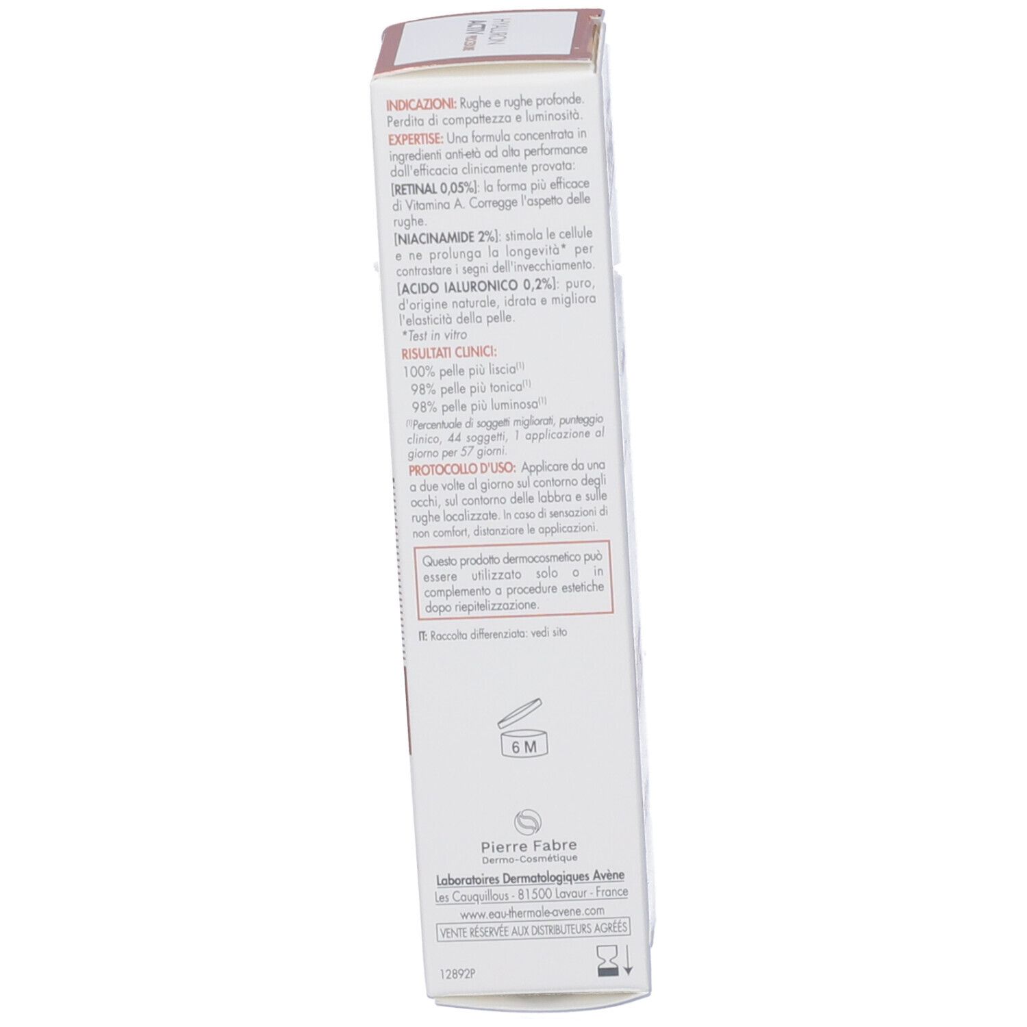 Confezione. Testo: Istruzioni per l'uso. Ingredienti. Risultati clinici.