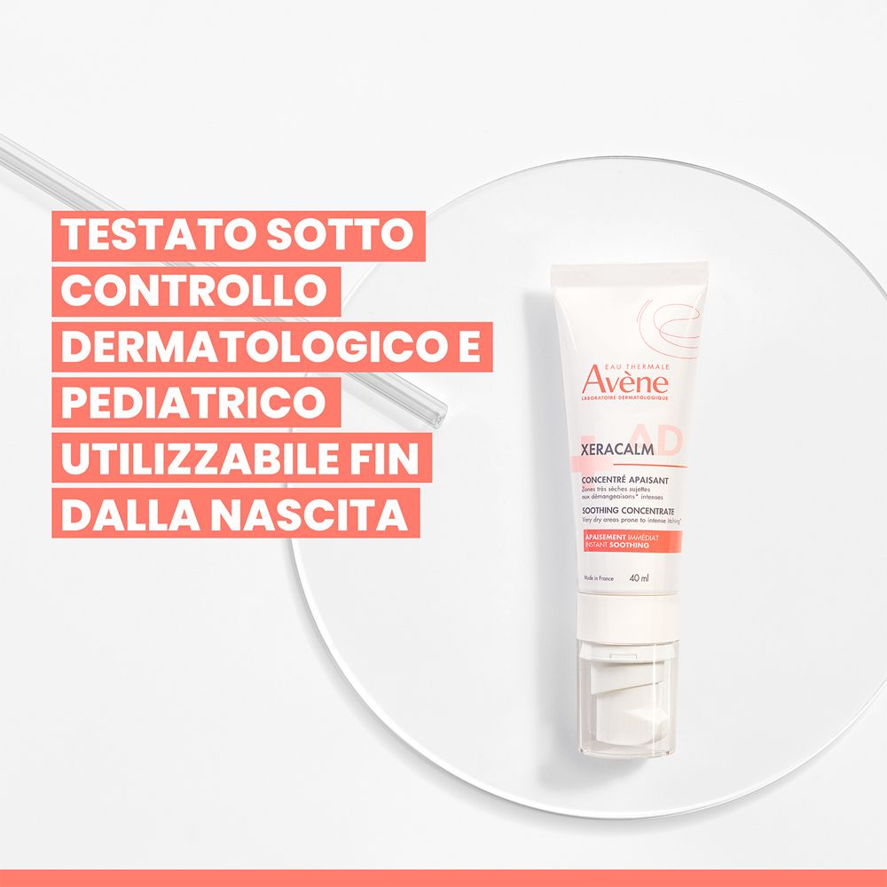 Concentrato lenitivo Avene Xeracalm A.D. in tubo bianco, 40 ml.