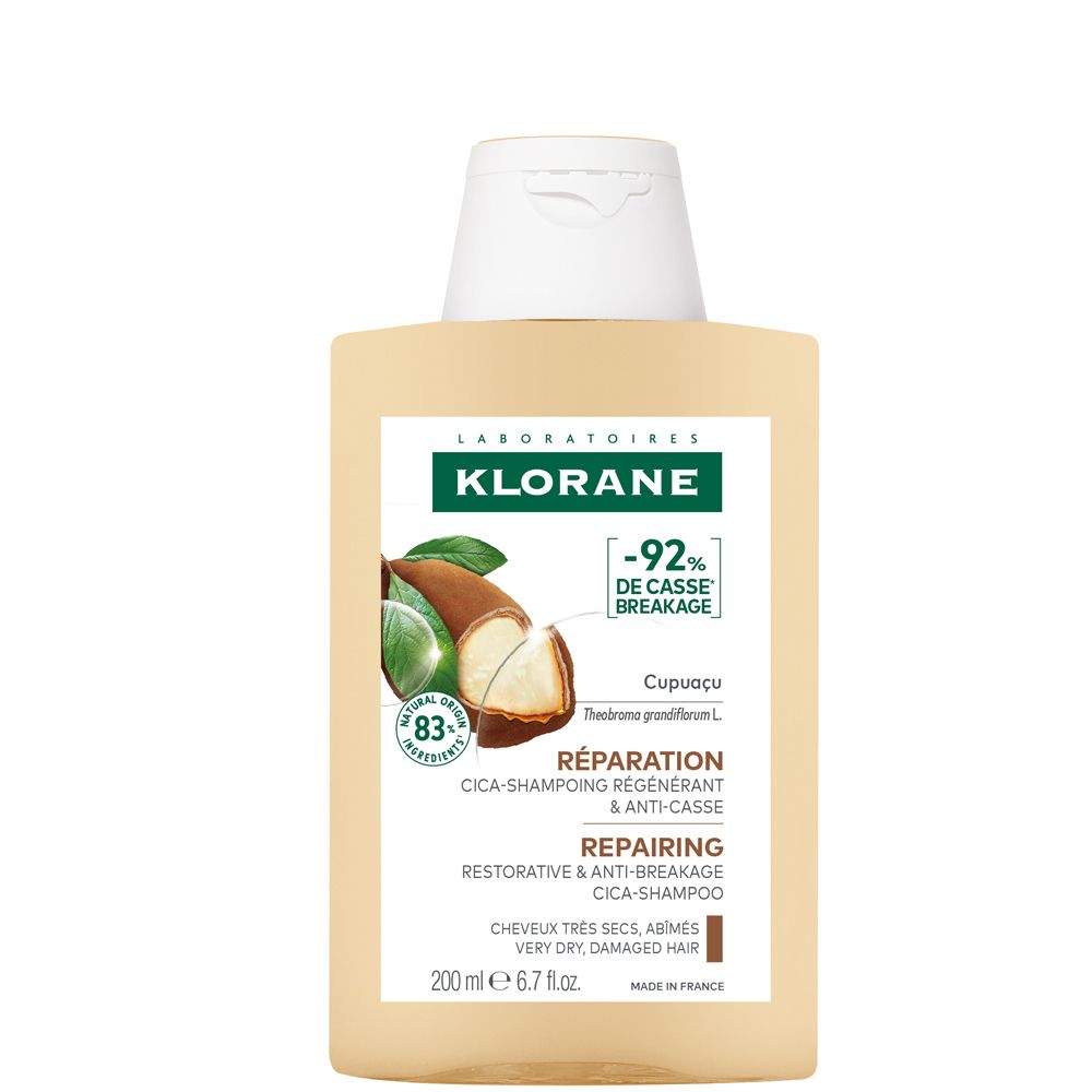 Klorane Cica-shampoo Ristrutturante e Anti-rottura al Cupuaçu 200ml - Capelli danneggiati, molto secchi