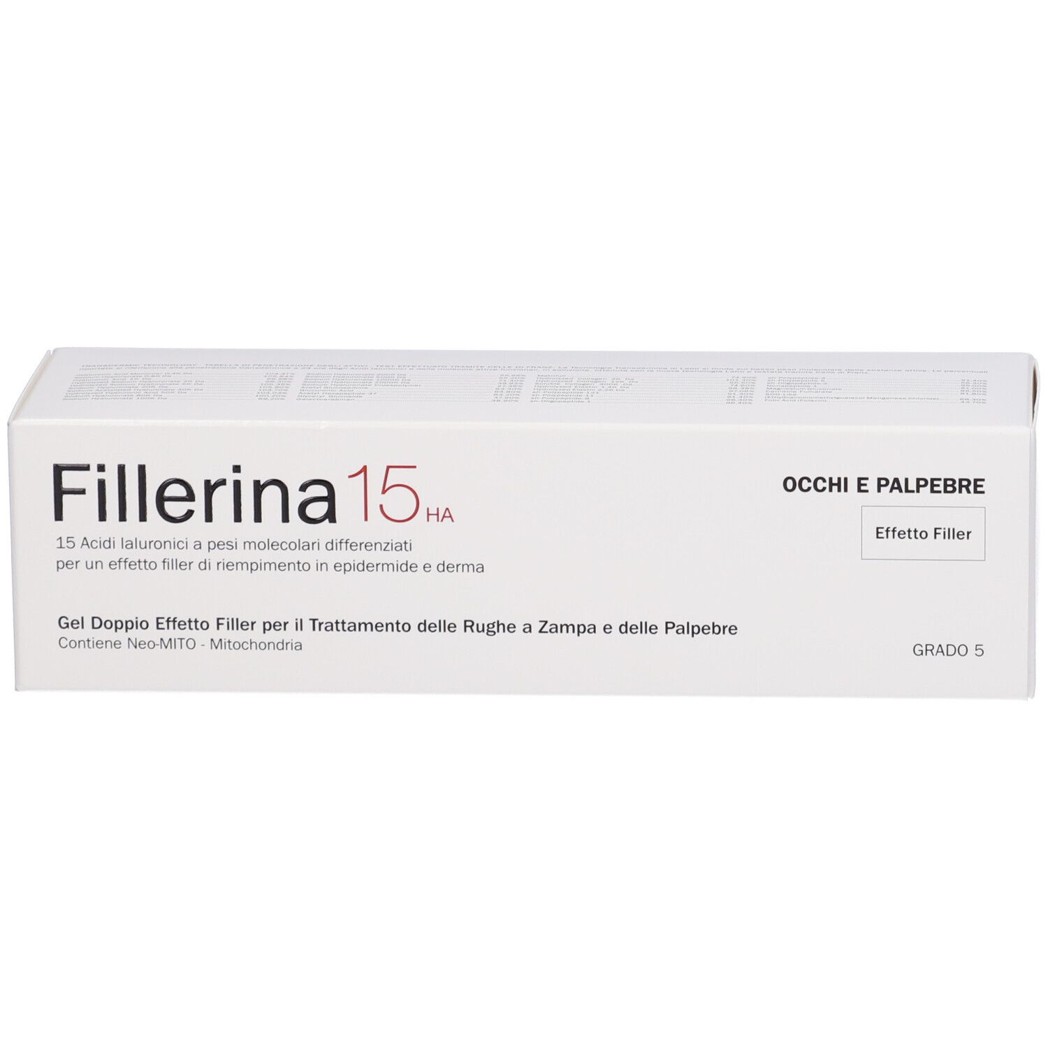 Confezione. Bianca, scritta Fillerina 15 HA, Occhi E Palpebre, Effetto Filler.