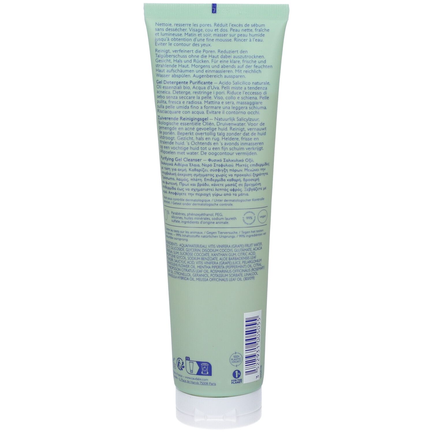 Caudalie Vinopure Gel Detergente Purificante all'Acido Salicilico 150 ml