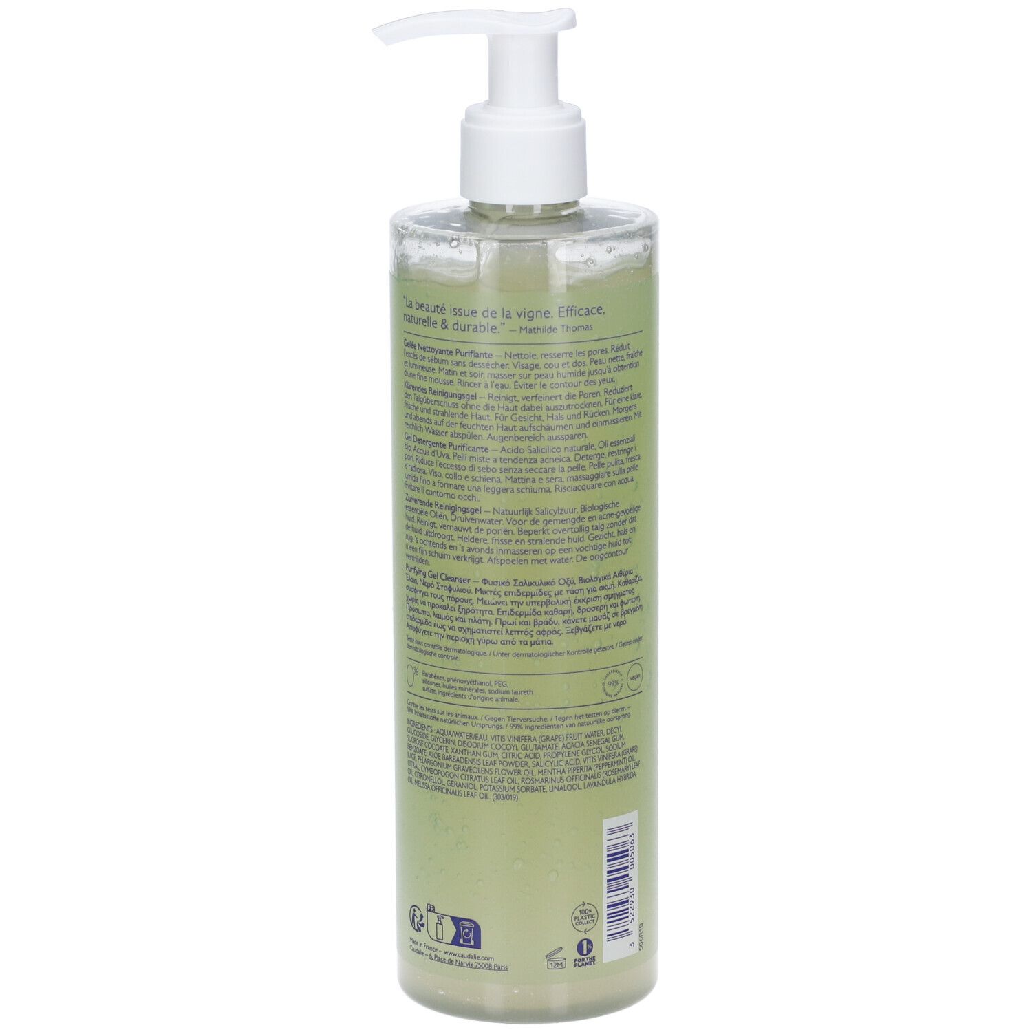 Caudalie Vinopure Gel Detergente Purificante all'Acido Salicilico 385 ml