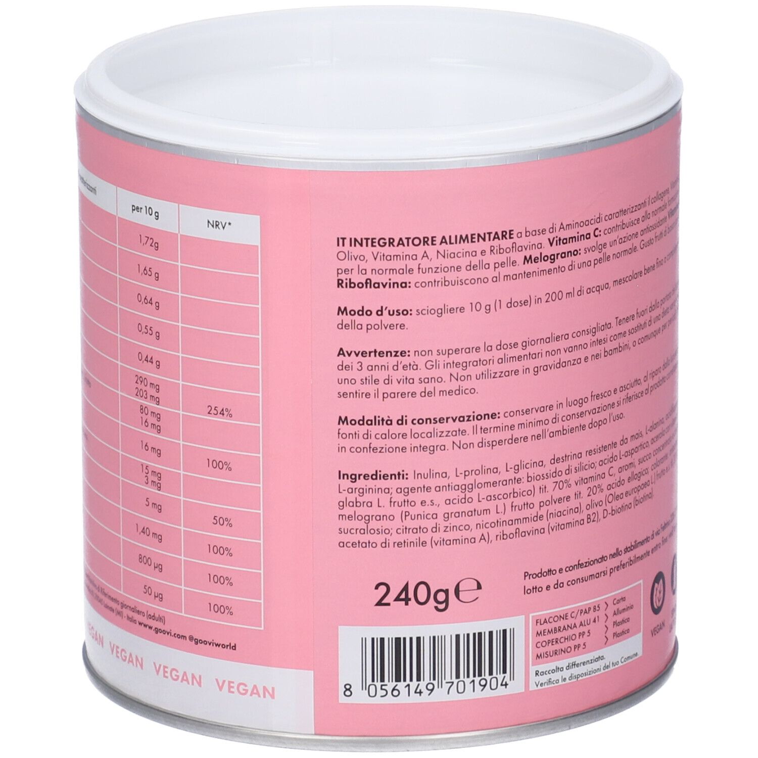 Goovi My Collagen Skin Secret Polvere Gusto Frutti di Bosco