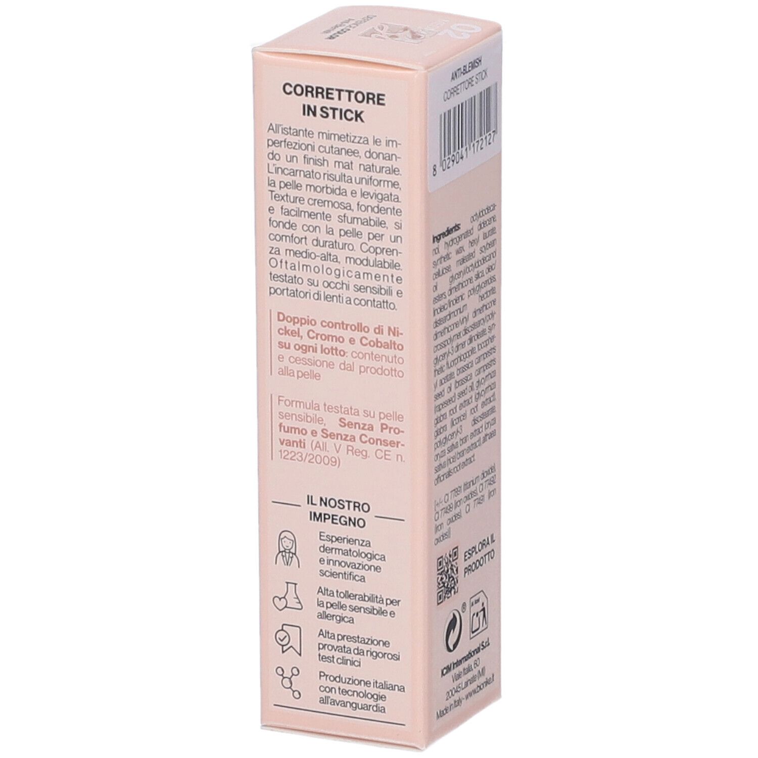 Bionike Defence Color Correttore Stick N02 Medium. Confezione rosa. Testo: Corrector in Stick, expertise dermatologica, alta tollerabilità.