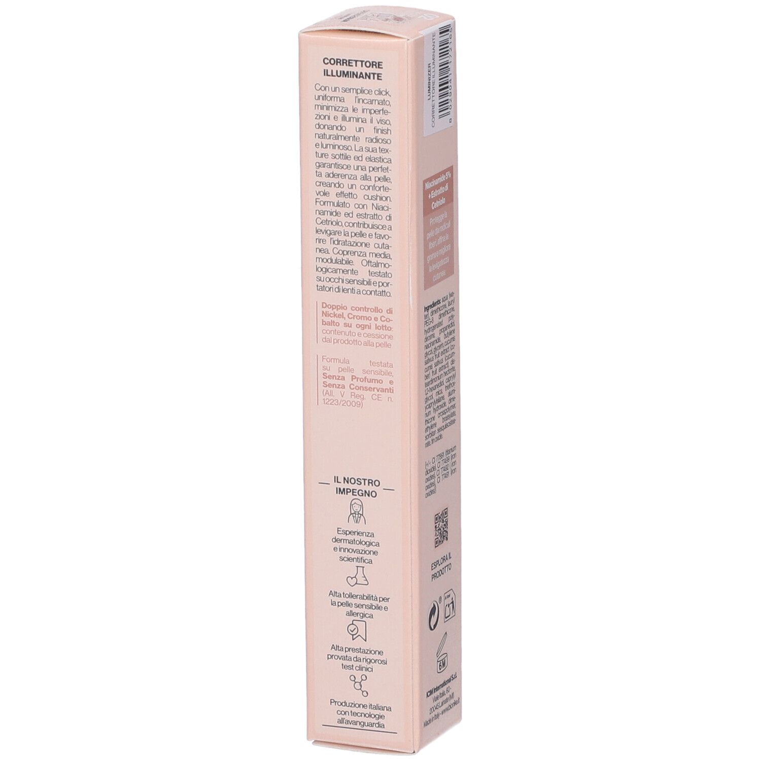 Bionike Defence Color Luminizer Correttore Illuminante N02 Medium. Confezione rosa. Testo laterale. Made in Italy.