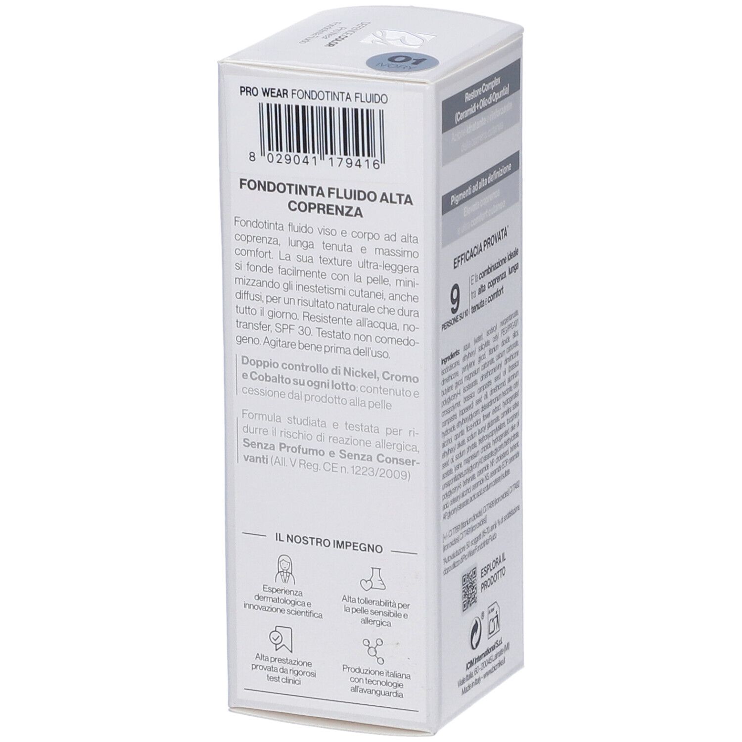 Scatola di fondotinta fluido alta coprenza, SPF 30.