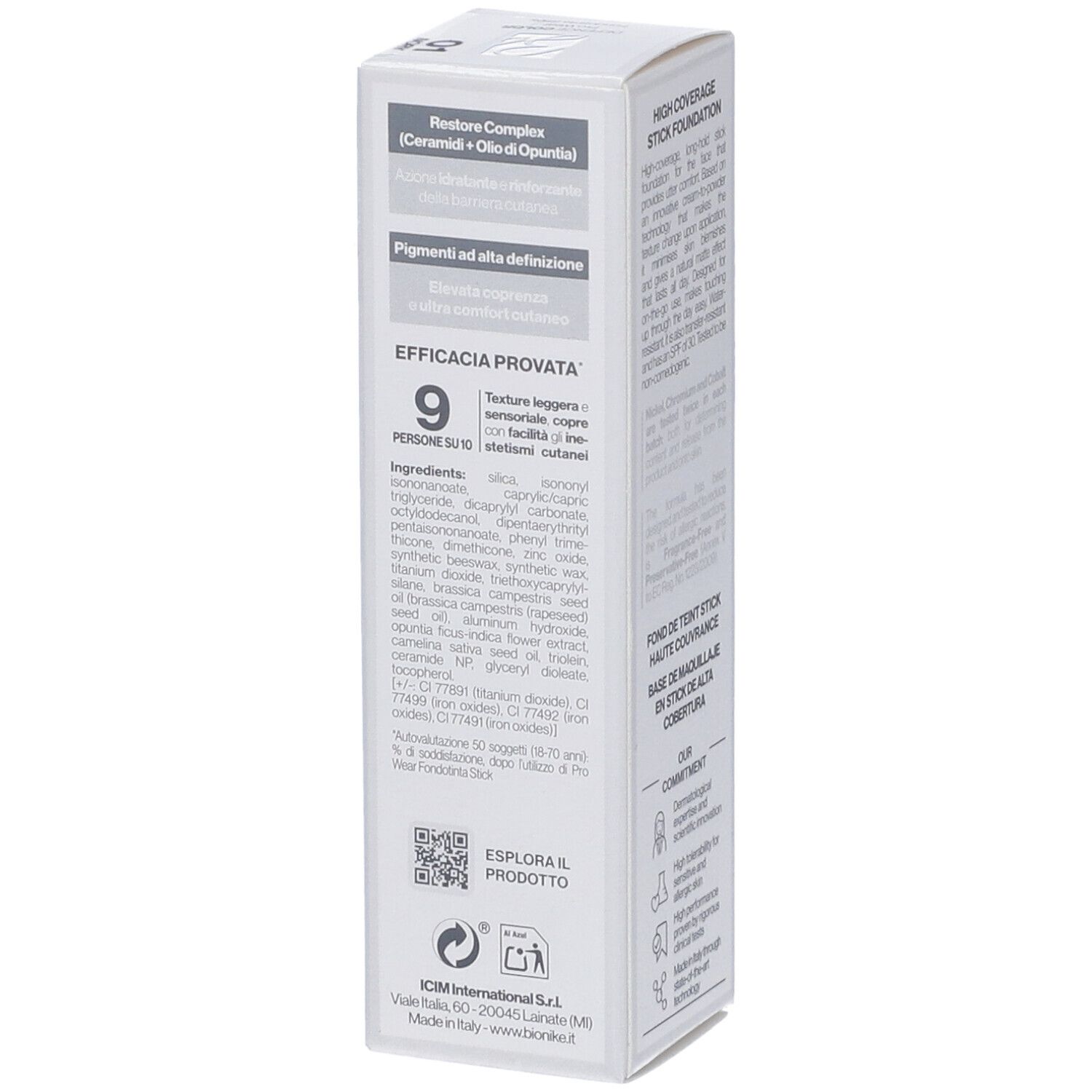 Confezione fondotinta stick alta coprenza con Restore Complex e ceramidi.