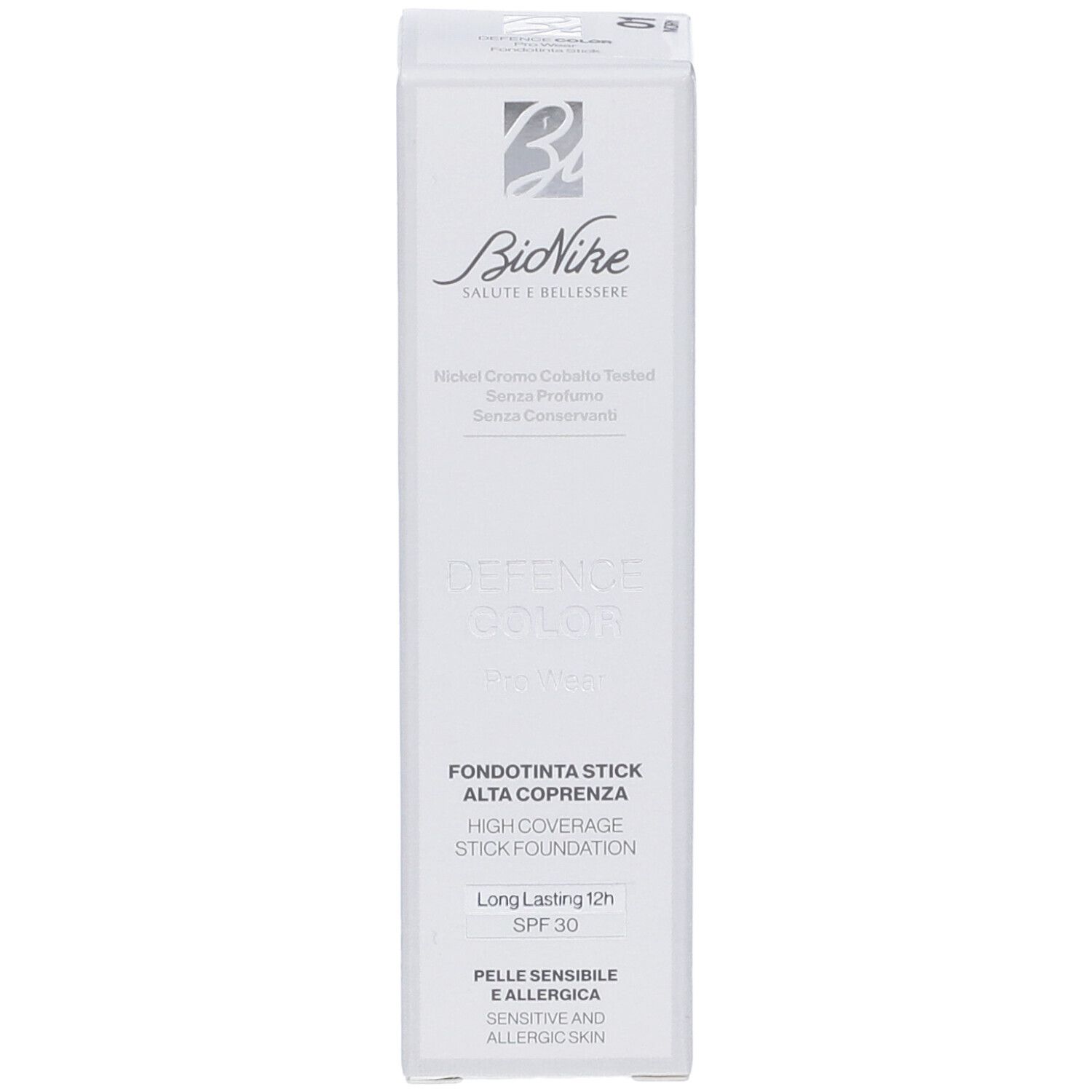 BioNike Defence Color Fondotinta Stick Alta Coprenza SPF 30 per pelli sensibili.