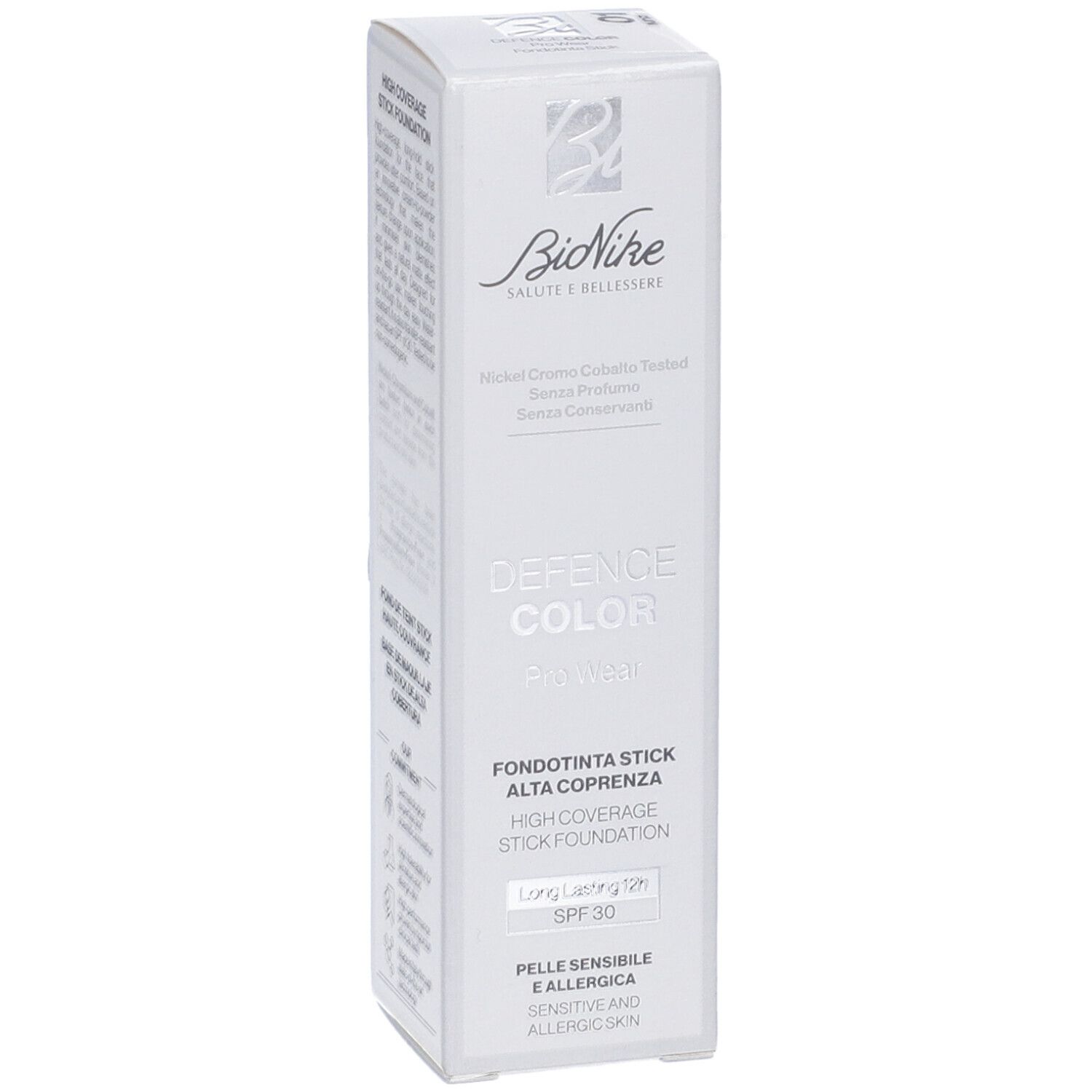 Bionike Defence Color Stick Foundation, alta coprenza, SPF 30, per pelli sensibili.