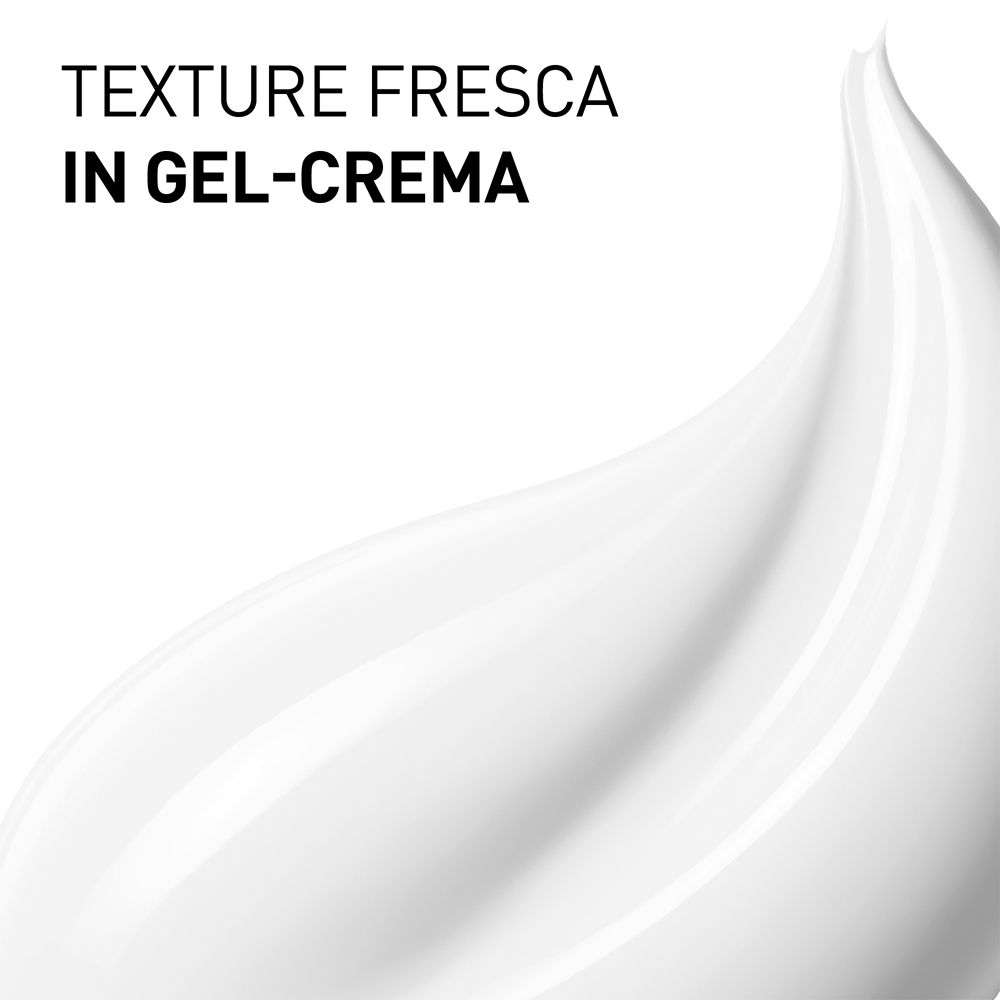 Prodotto cremoso bianco. Testo: TEXTURE FRESCA IN GEL-CREMA.