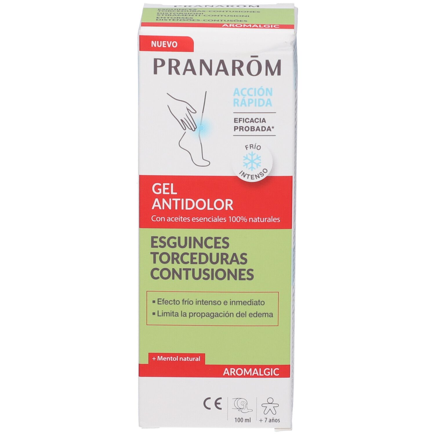 Fronte della scatola Pranarom Aromalgic Gel Antidolor.