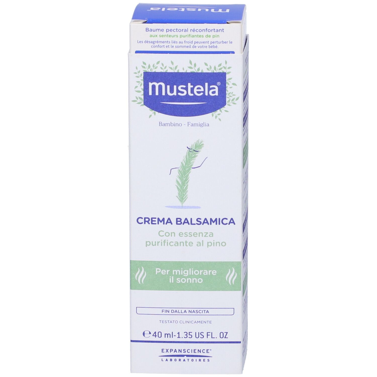 Confezione del prodotto. Sulla scatola: Crema Balsamica. Logo e nome del prodotto.