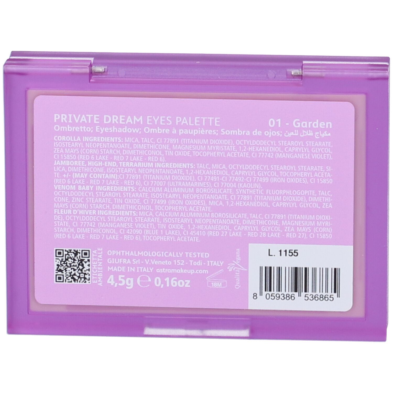 Astra Make-Up Private Dream Eyes Palette Tonalità 01 Garden