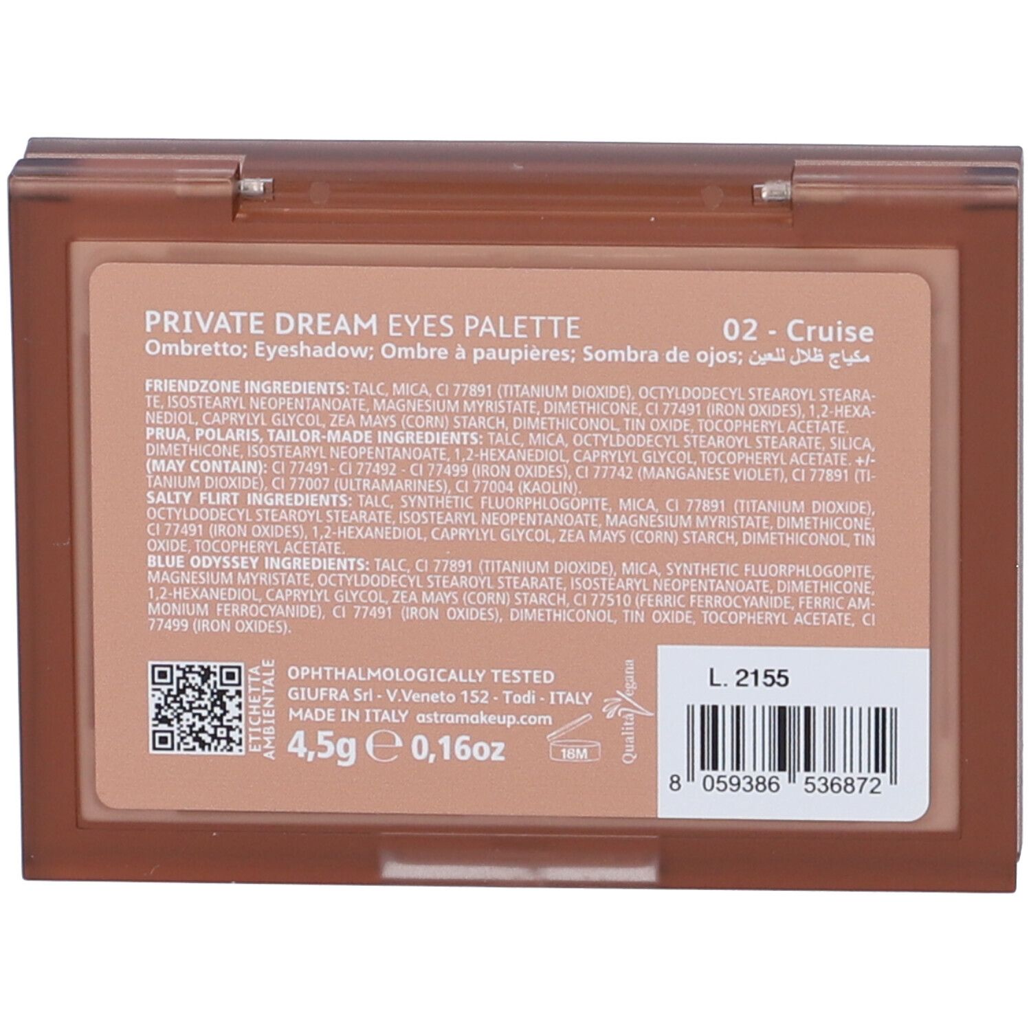 Astra Make-Up Private Dream Eyes Palette Tonalità 02 Cruise