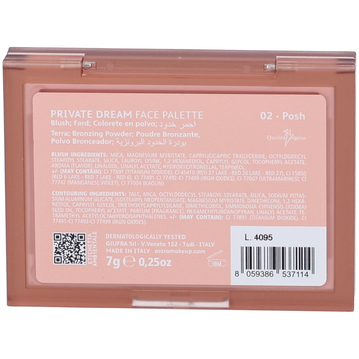Astra Make-Up Private Dream Face Palette Blush + Bronzer Tonalità 02 Posh