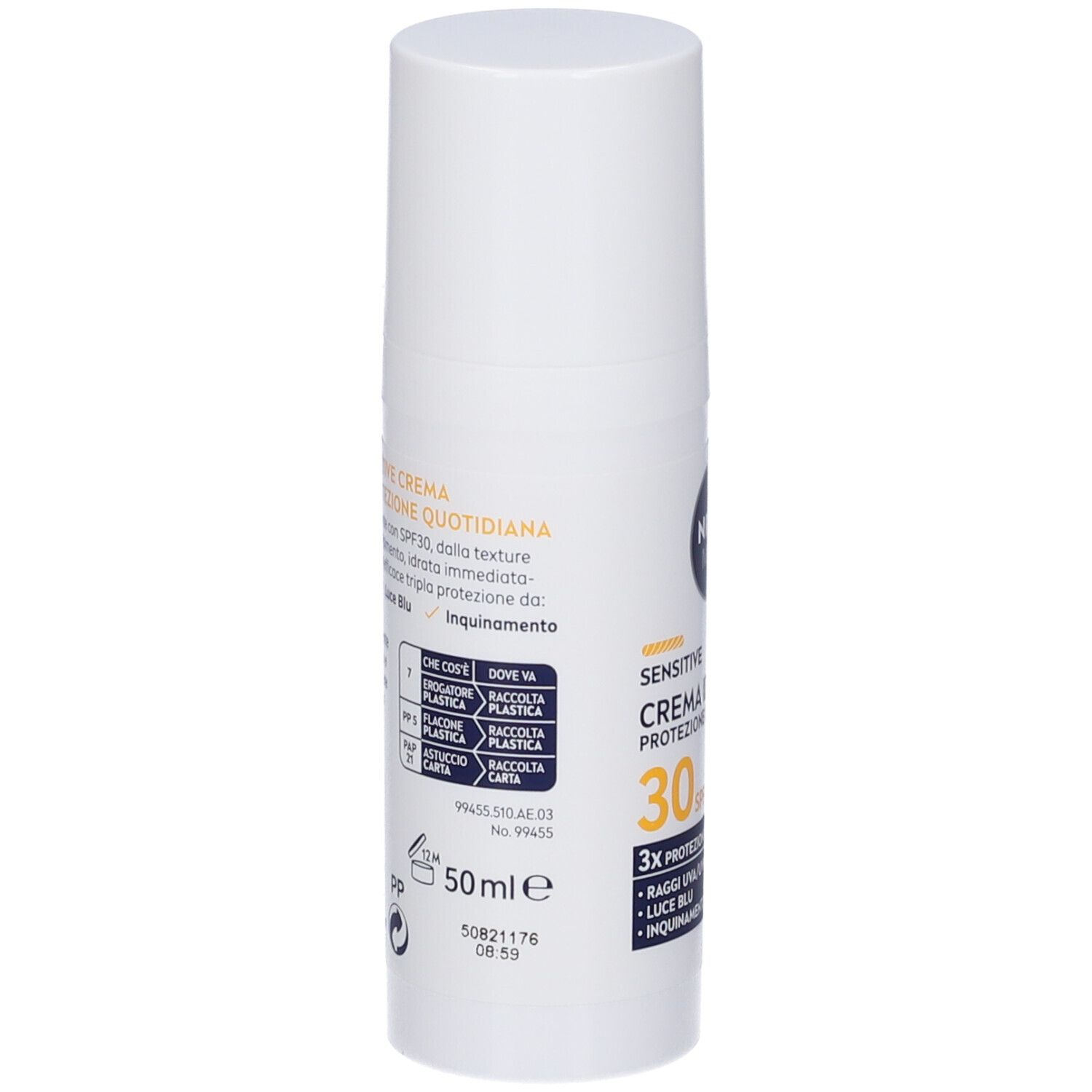 Nivea Men Sensitive Crema Viso Uomo Idratante Protezione Quotidiana SPF 30 50 ml per pelli sensibili