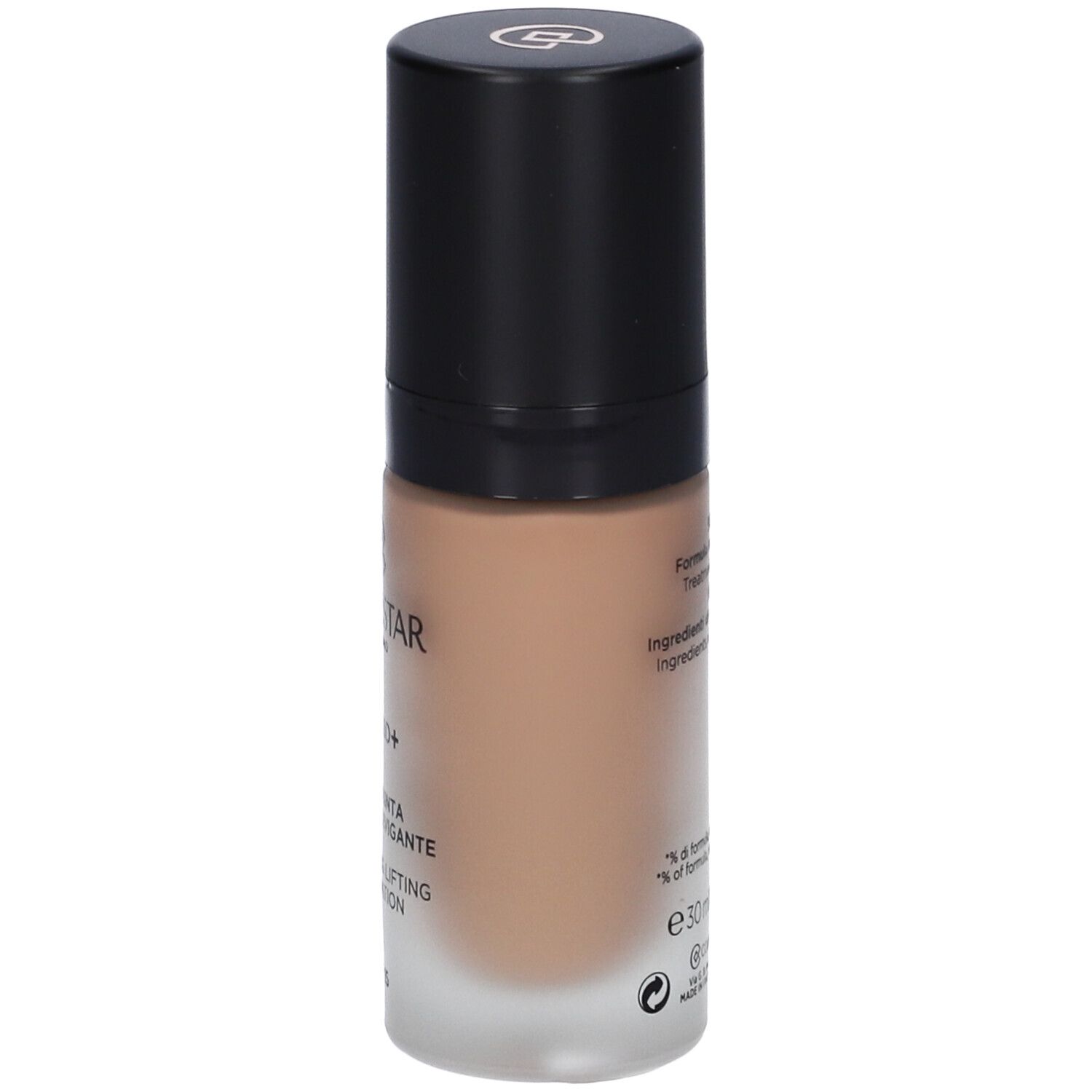 Fondotinta Collistar Milano Lift HD+. Flacone beige, tappo nero. Testo laterale.