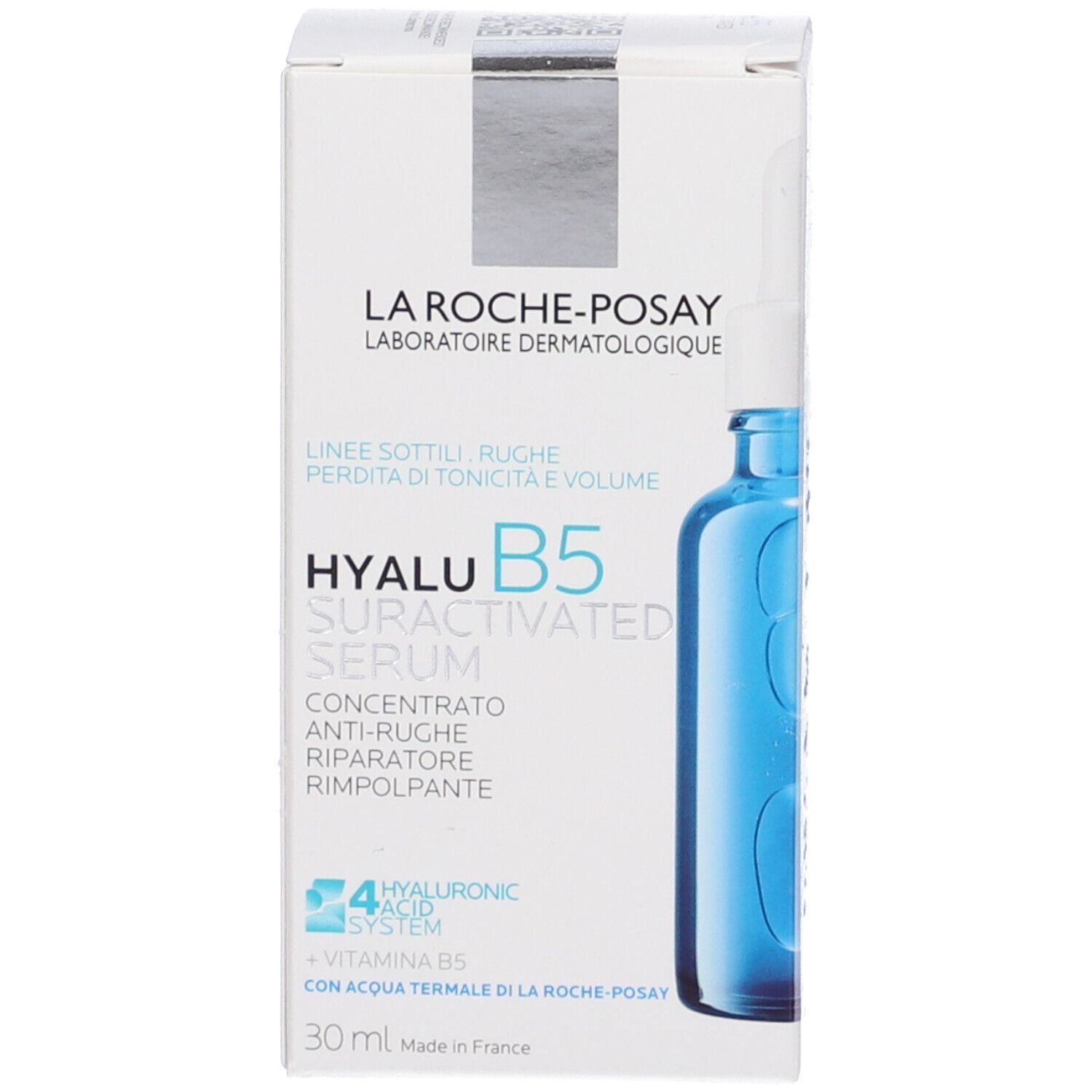 Confezione del prodotto. Scritta: Hyalu B5 Serum Suractivé. Marchio: La Roche-Posay.