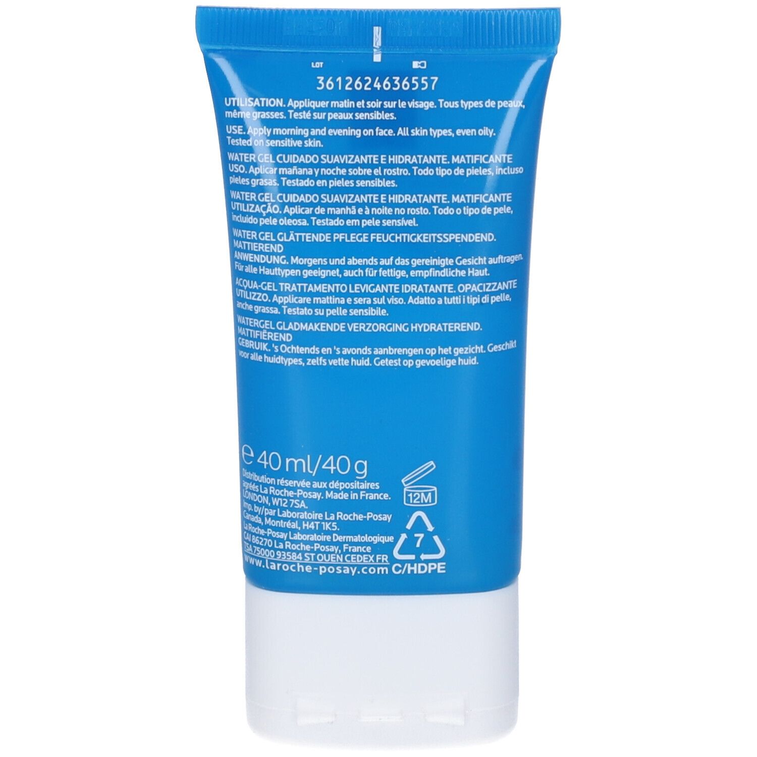 Retro del tubo. Istruzioni per l'uso e ingredienti. 40 ml/40 g.