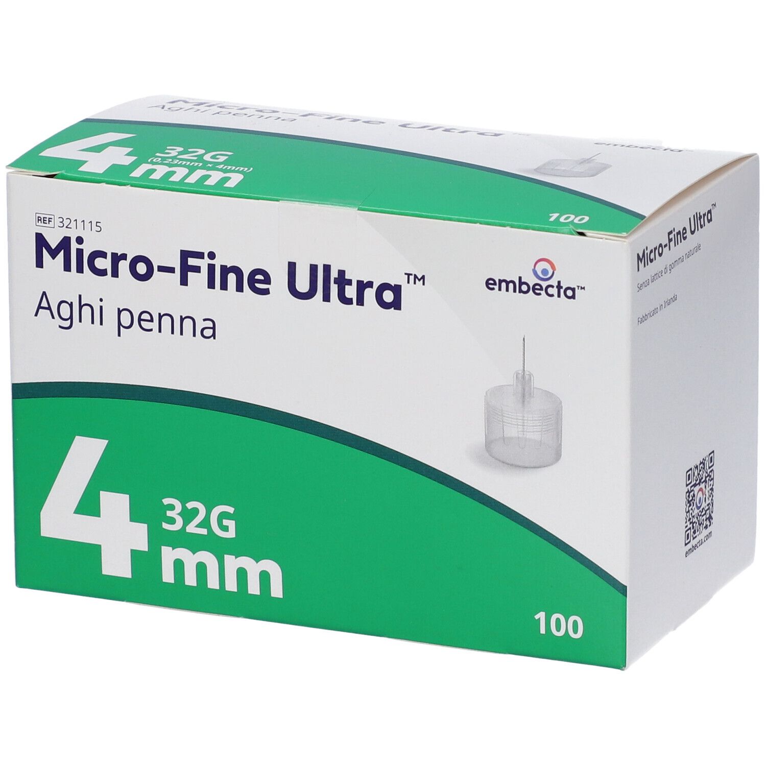 Embecta Ago Penna Insulina Micro-Fine Ultra Gauge 32 4mm 100 Pezzi