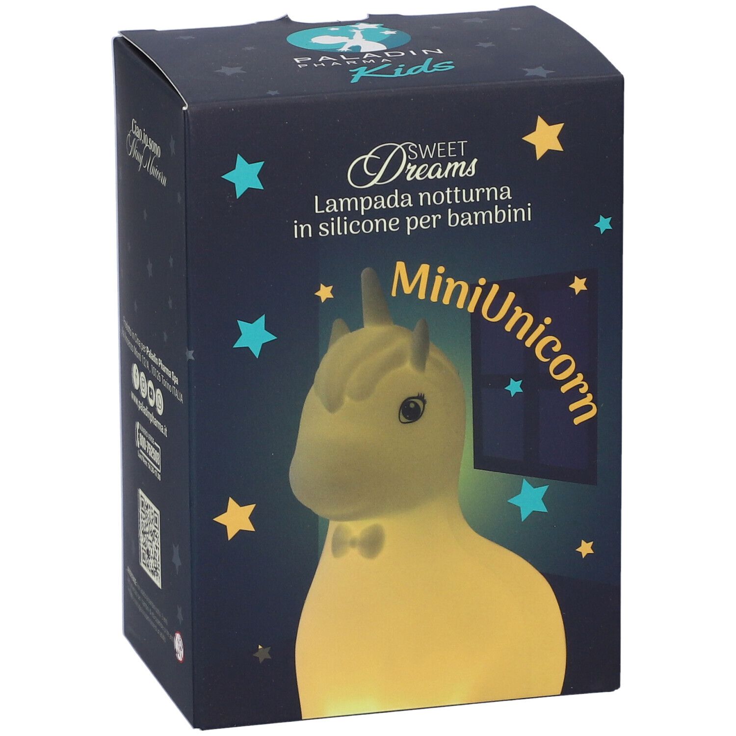Confezione per una lampada notturna MiniUnicorn in silicone per bambini.