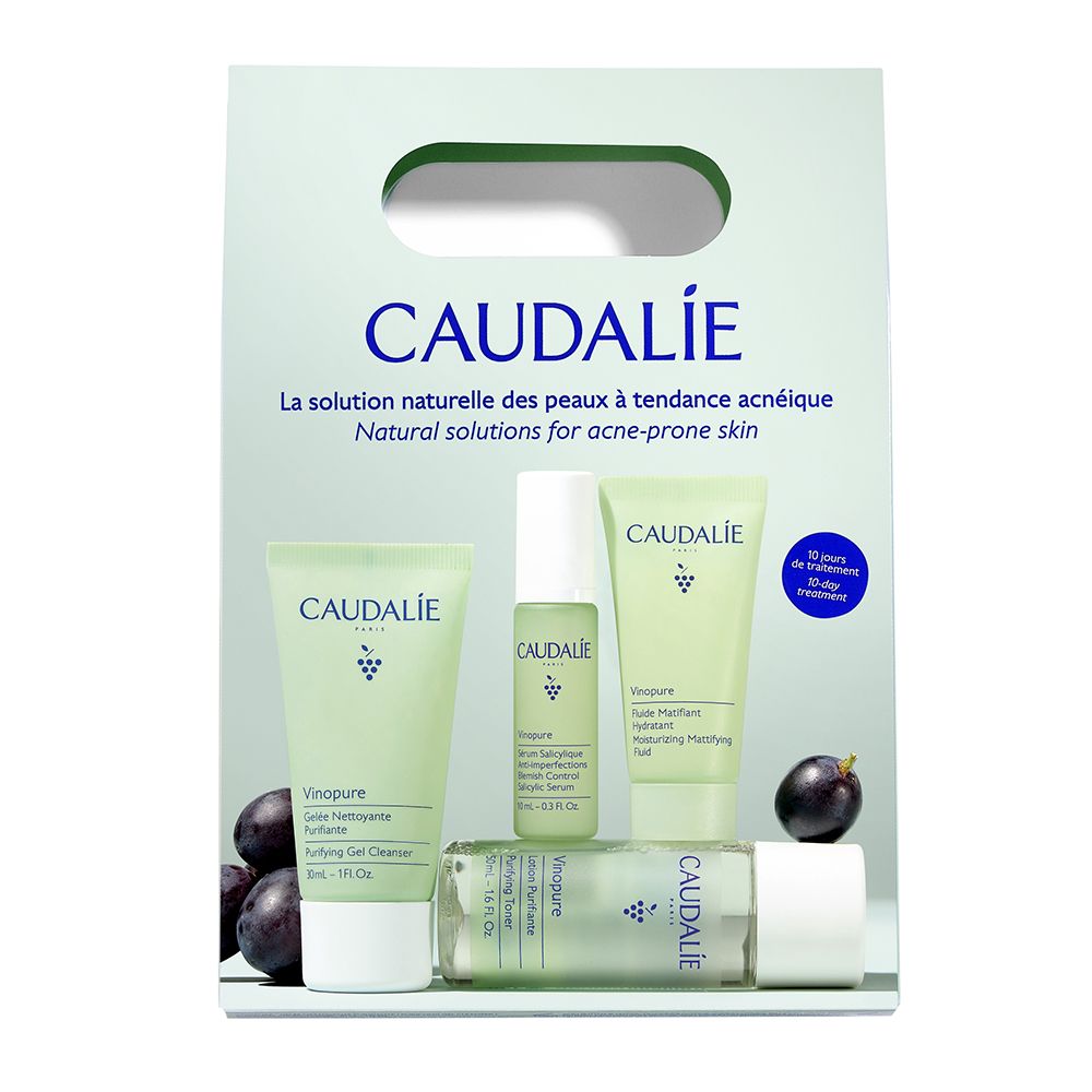 Caudalie Cofanetto Vinopure Starter Kit + Gel Detergente Purificante + Lozione Purificante + Siero Salicilico Anti-Imperfezioni + Fluido Idratante