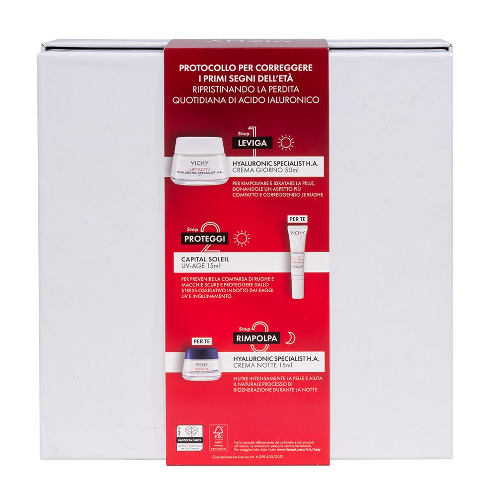 Retro del cofanetto regalo con testo e immagini dei prodotti. Contiene crema e tubetto.