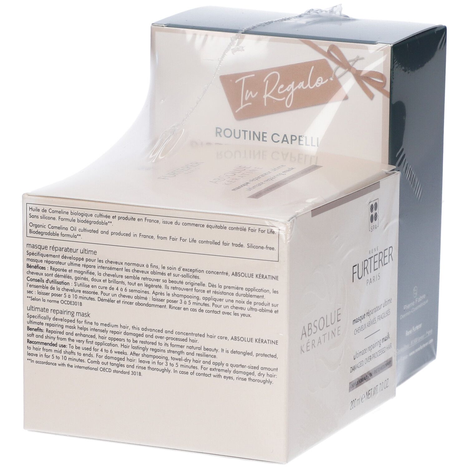 Confezione René Furterer con testo in francese. Contiene prodotti. Confezione trasparente.