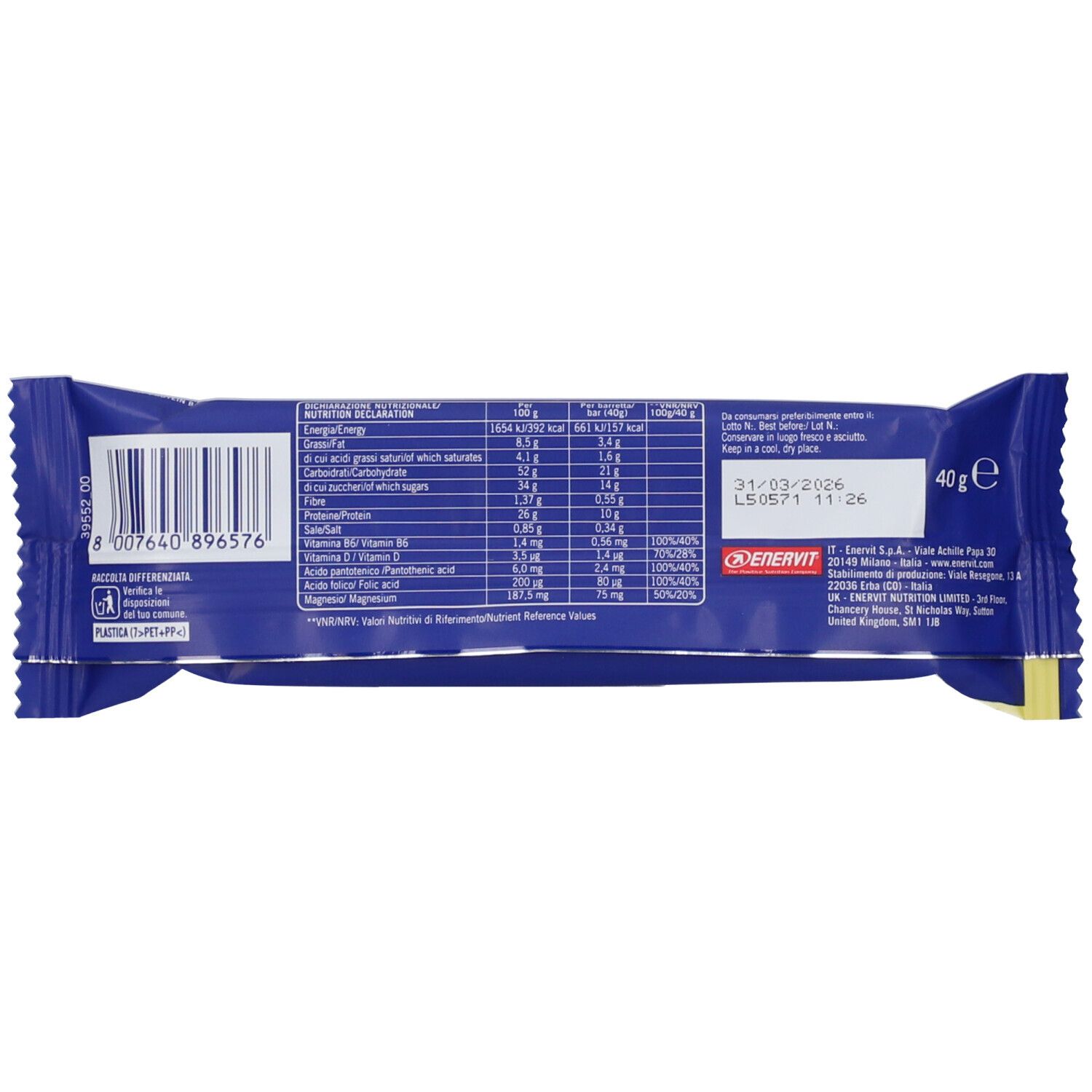 Enervit Protein Bar 26% - Vaniglia Yogurt 40g