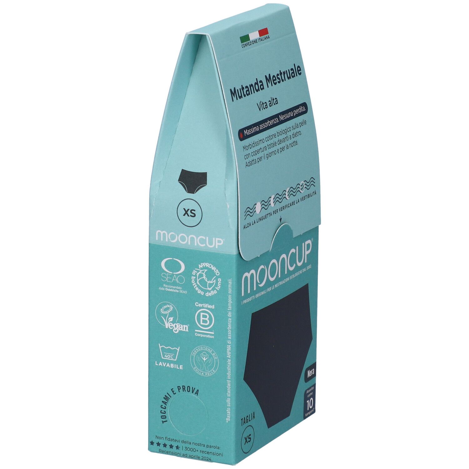 Mooncup Mutanda Mestruale Vita Alta Colore Nero Taglia XS