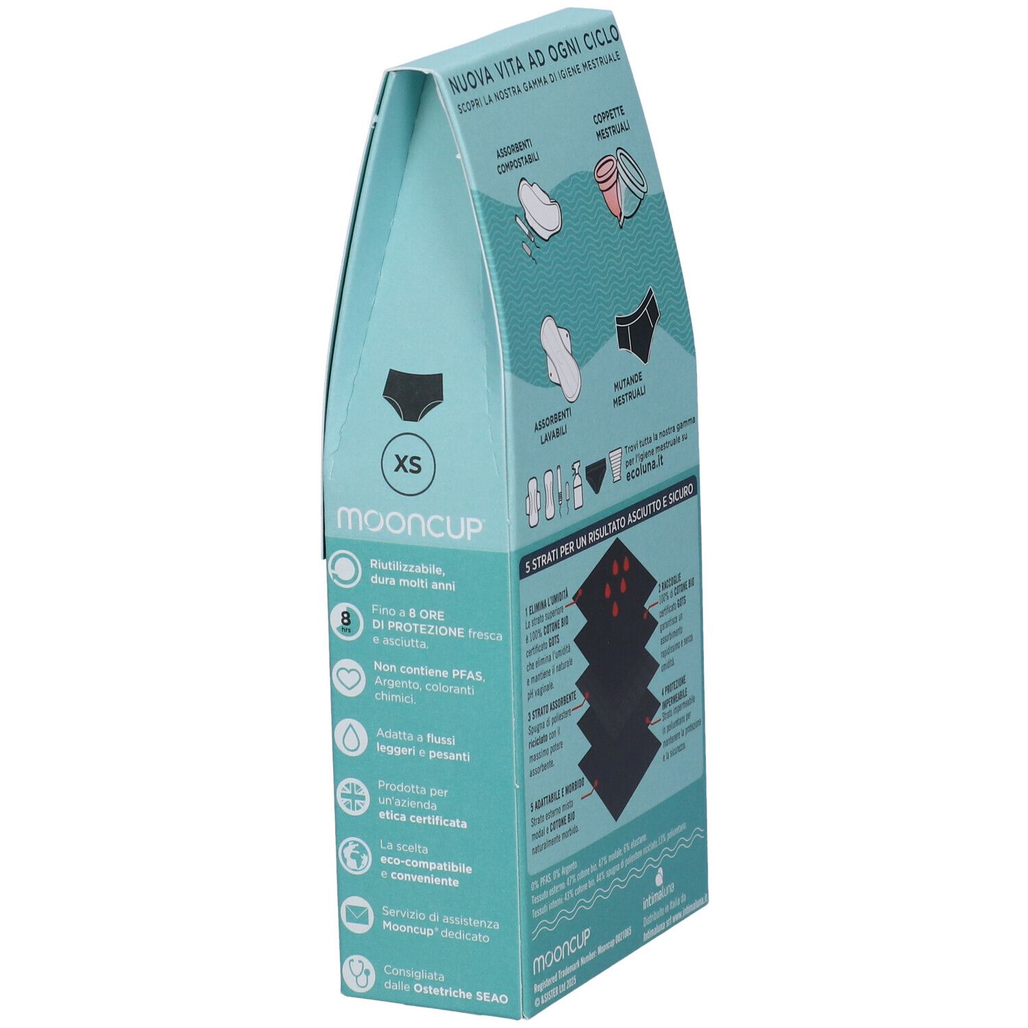 Mooncup Mutanda Mestruale Vita Alta Colore Nero Taglia XS