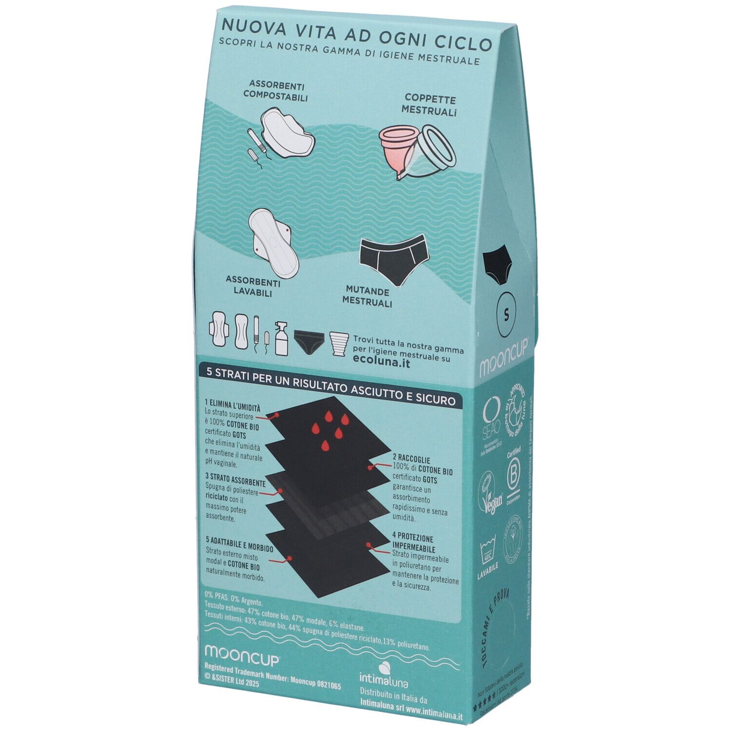 Mooncup Mutanda Mestruale Vita Alta Colore Nero Taglia S
