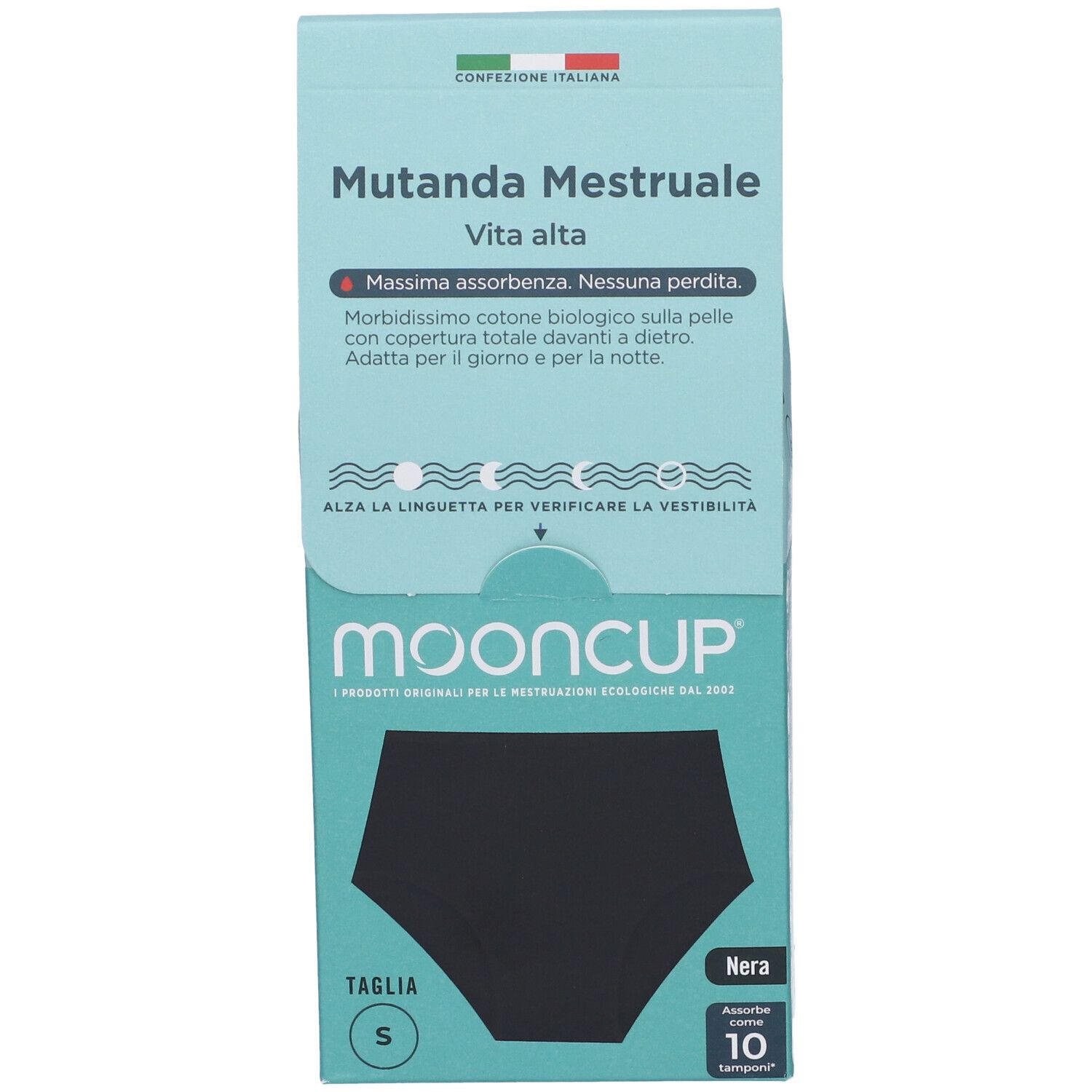 Mooncup Mutanda Mestruale Vita Alta Colore Nero Taglia S