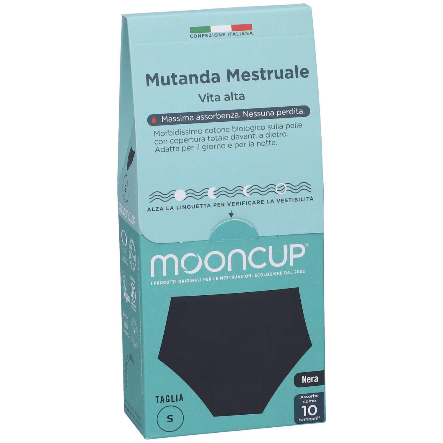 Mooncup Mutanda Mestruale Vita Alta Colore Nero Taglia S