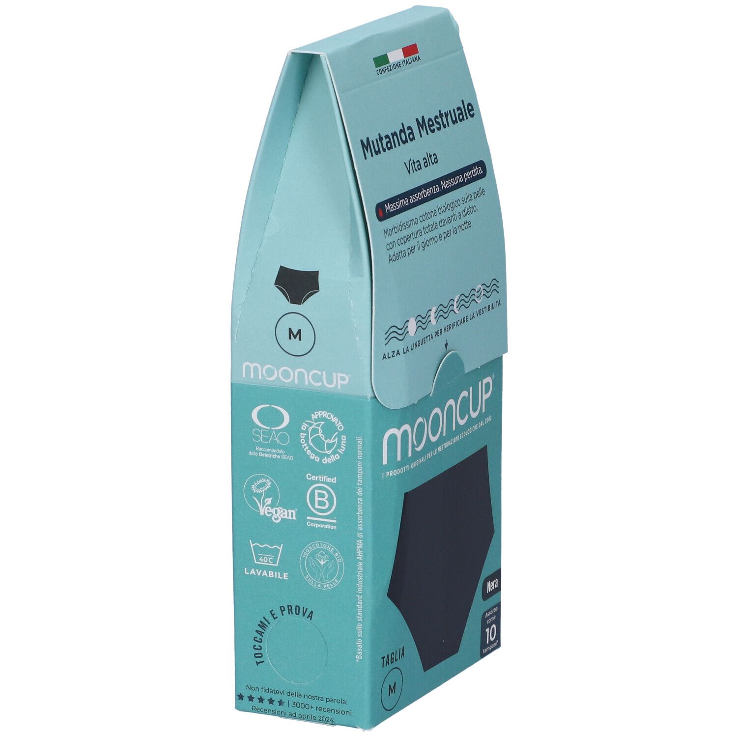 Mooncup Mutanda Mestruale Vita Alta Colore Nero Taglia M