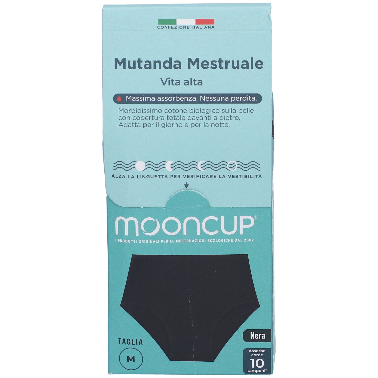 Mooncup Mutanda Mestruale Vita Alta Colore Nero Taglia M