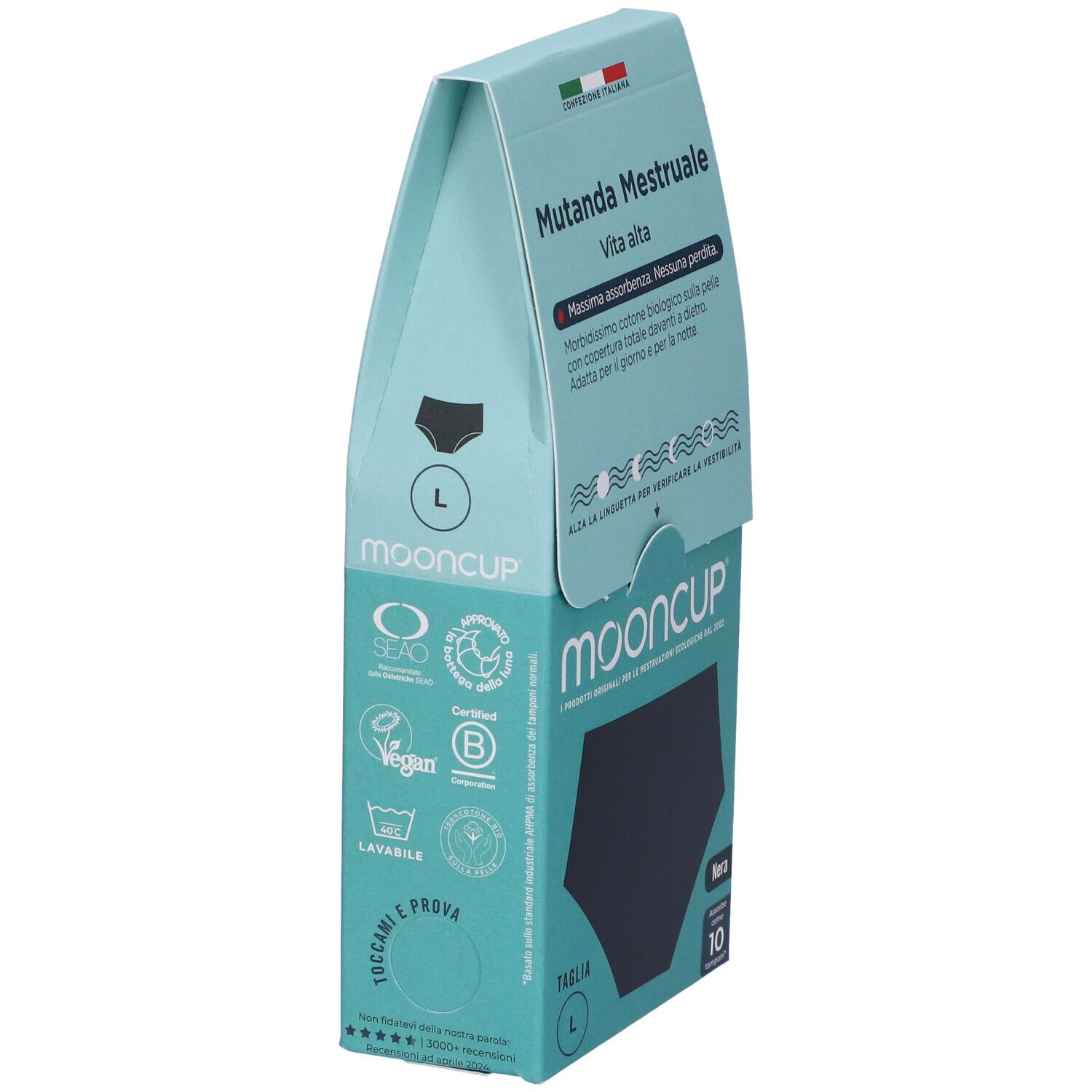 Mooncup Mutanda Mestruale Vita Alta Colore Nero Taglia L