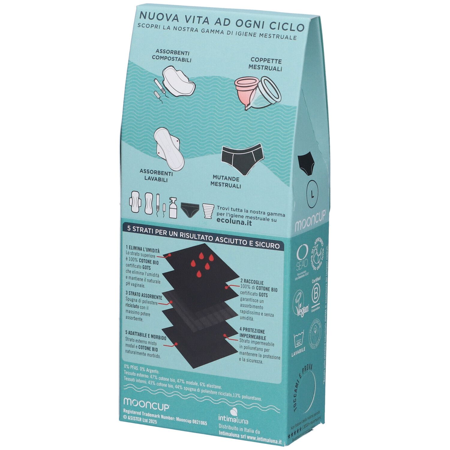Mooncup Mutanda Mestruale Vita Alta Colore Nero Taglia L