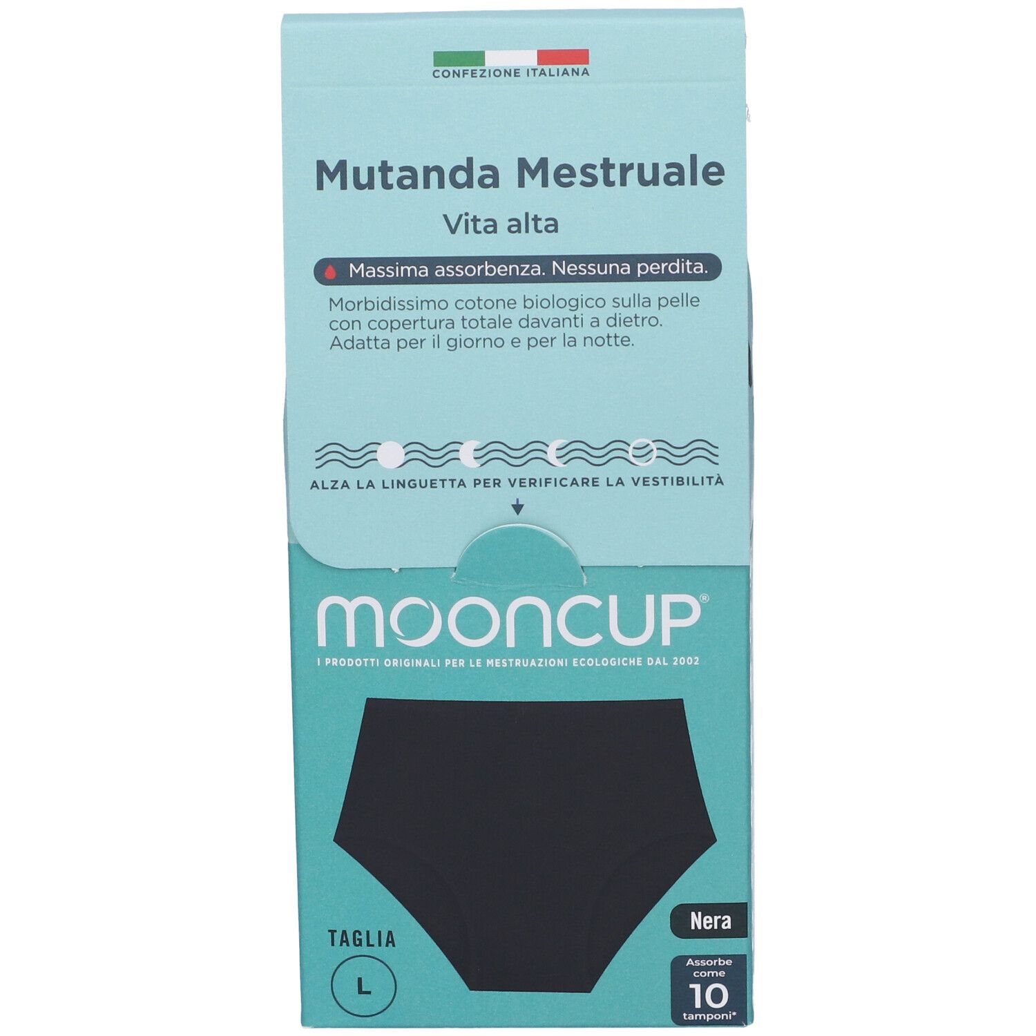 Mooncup Mutanda Mestruale Vita Alta Colore Nero Taglia L