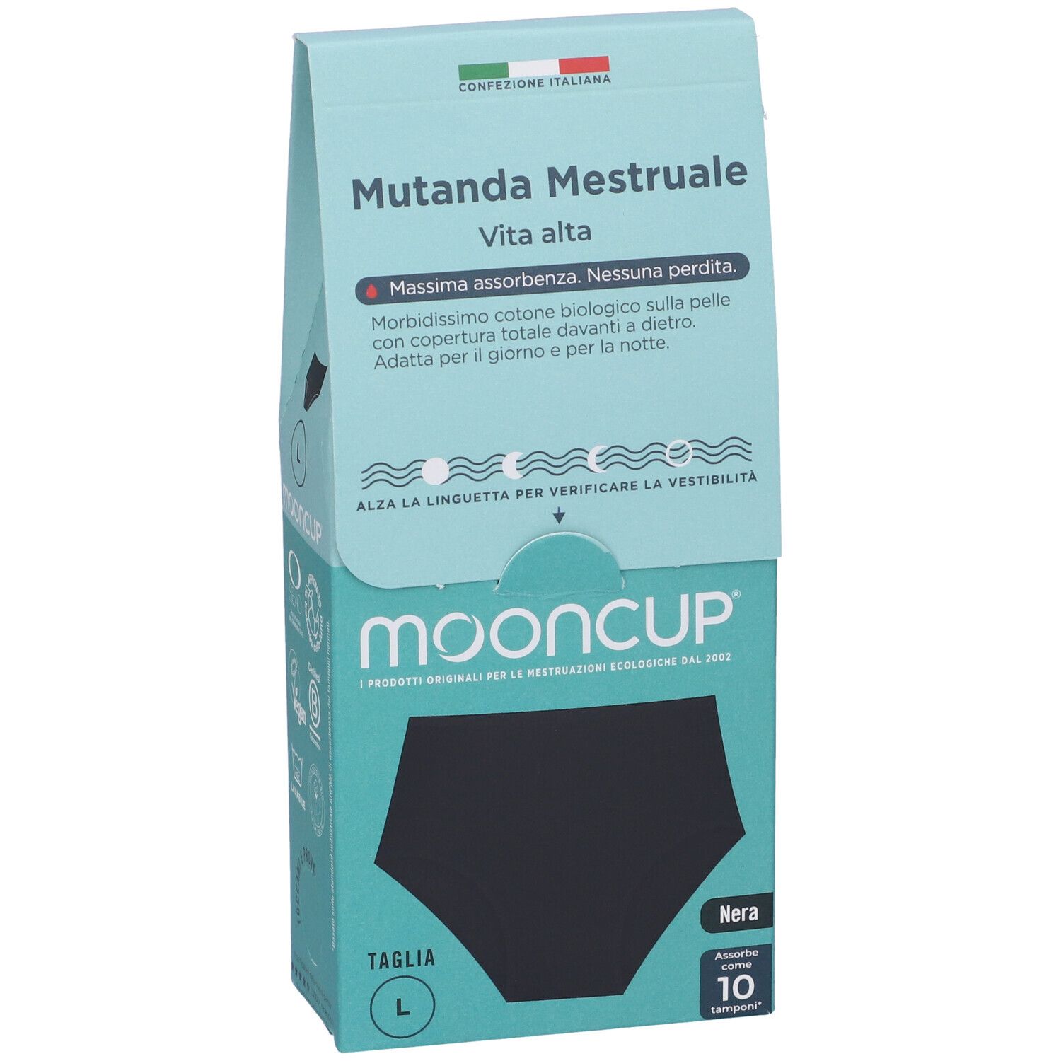 Mooncup Mutanda Mestruale Vita Alta Colore Nero Taglia L