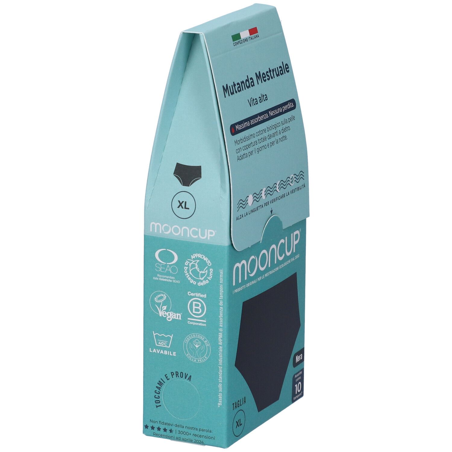 Mooncup Mutanda Mestruale Vita Alta Colore Nero Taglia XL