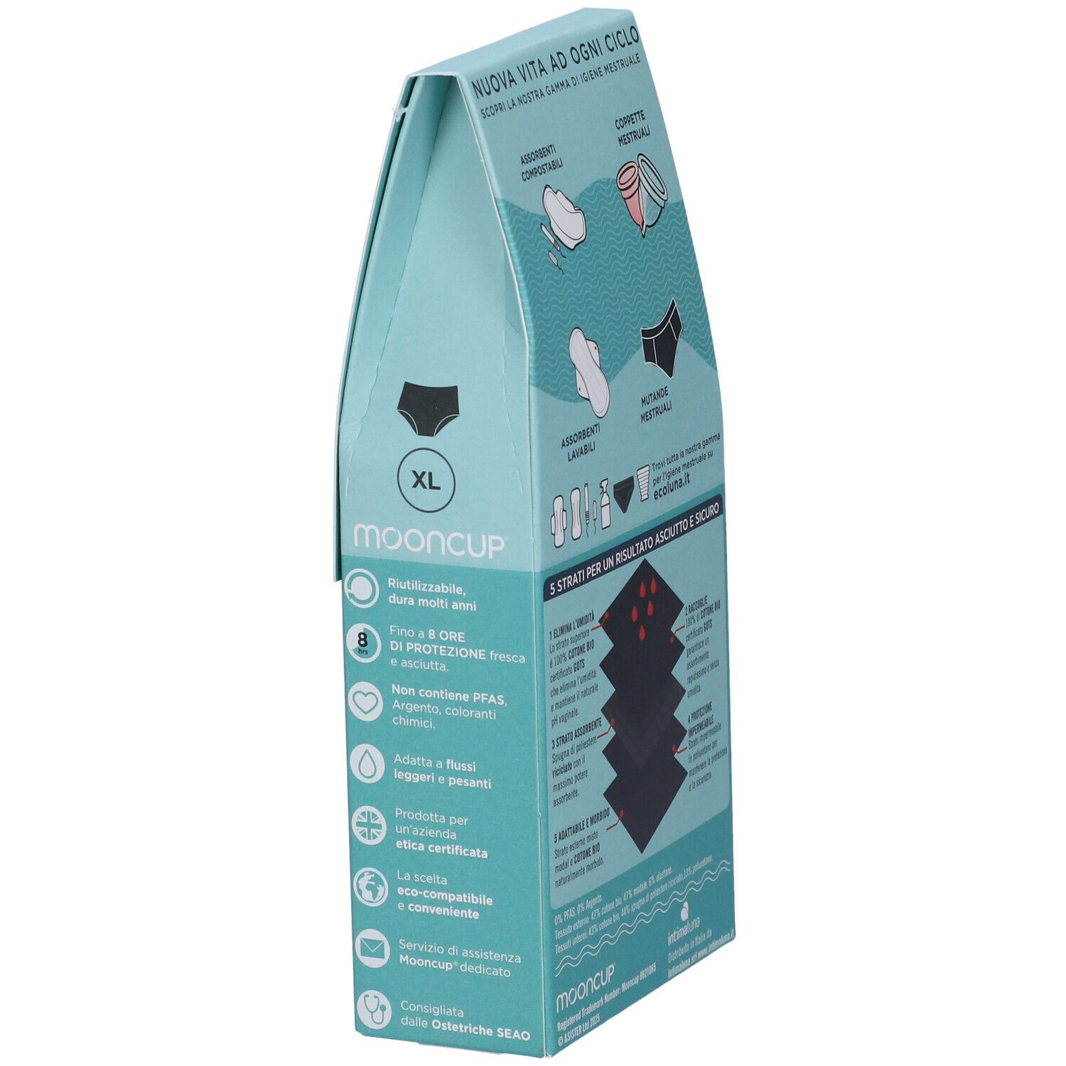 Mooncup Mutanda Mestruale Vita Alta Colore Nero Taglia XL
