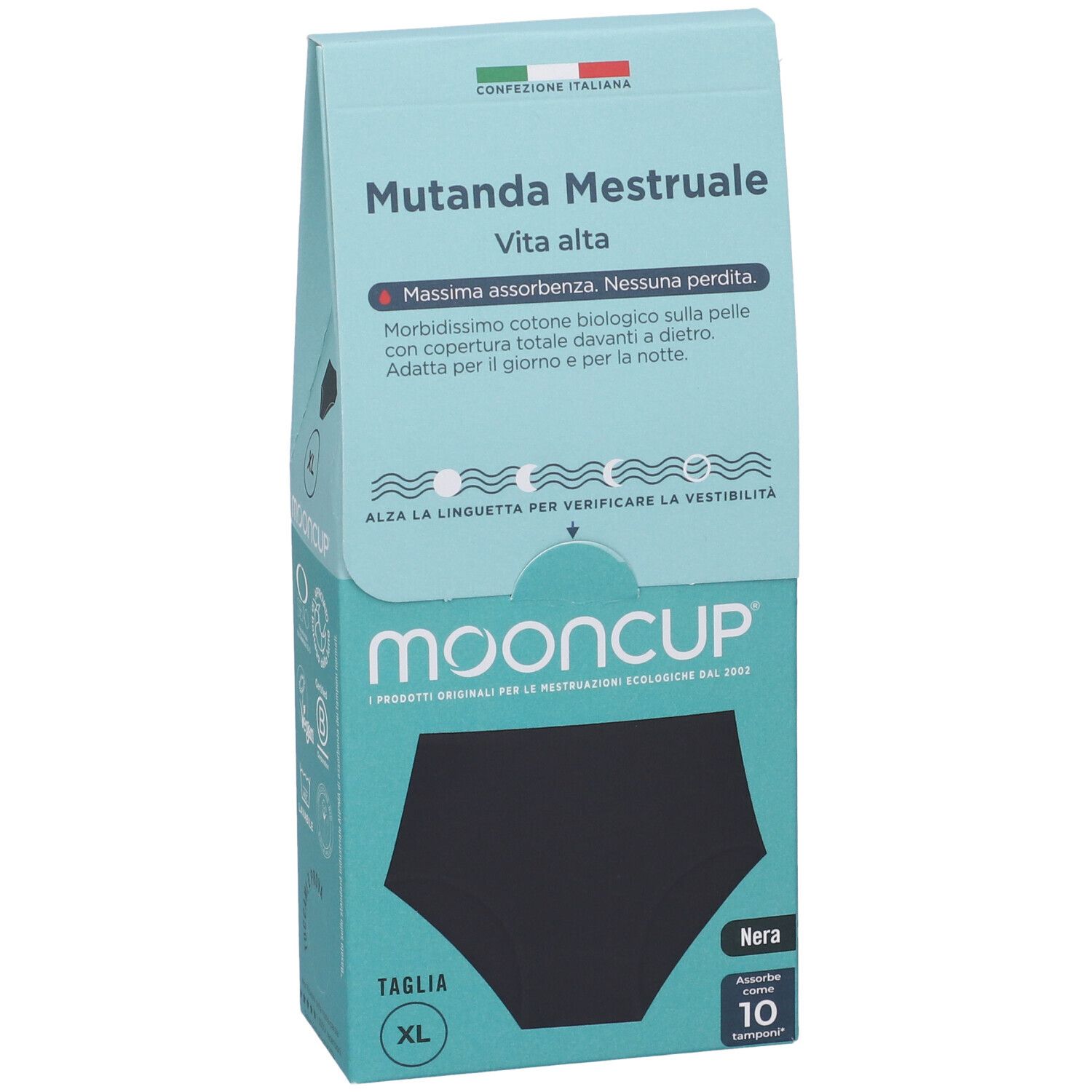 Mooncup Mutanda Mestruale Vita Alta Colore Nero Taglia XL